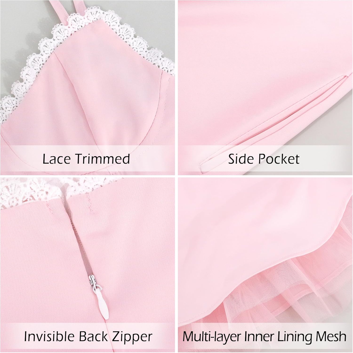 Womens Sexy LowCut A-line Floral Dress Spaghetti Strap Mini Dress Party Wedding Cocktail Evening Gown Cami Dresses - Image 4