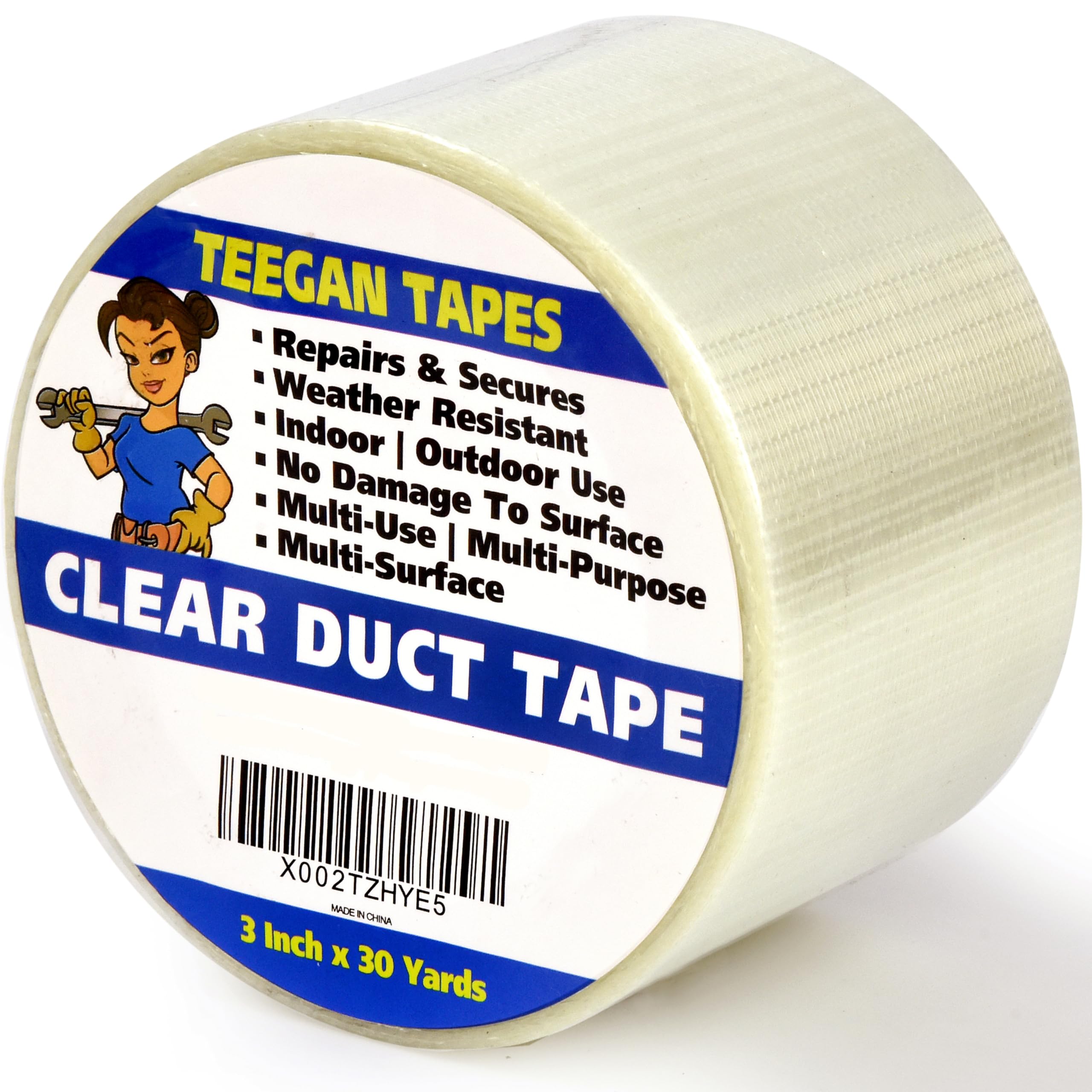 Gaffer Power Transparent Duct Tape | Weather Resistant| Filament Heavy Duty Repairs, Sealing, Mounting | Residential, Commercial and Industrial Uses | 3 Inch x 30 Yards