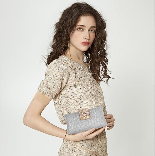 Miniatura 2 de Bolsos de mano de noche para mujer, bolsas pequeñas de diamantes de imitación para invitados, bolsa de fiesta formal, bolsos de cóctel