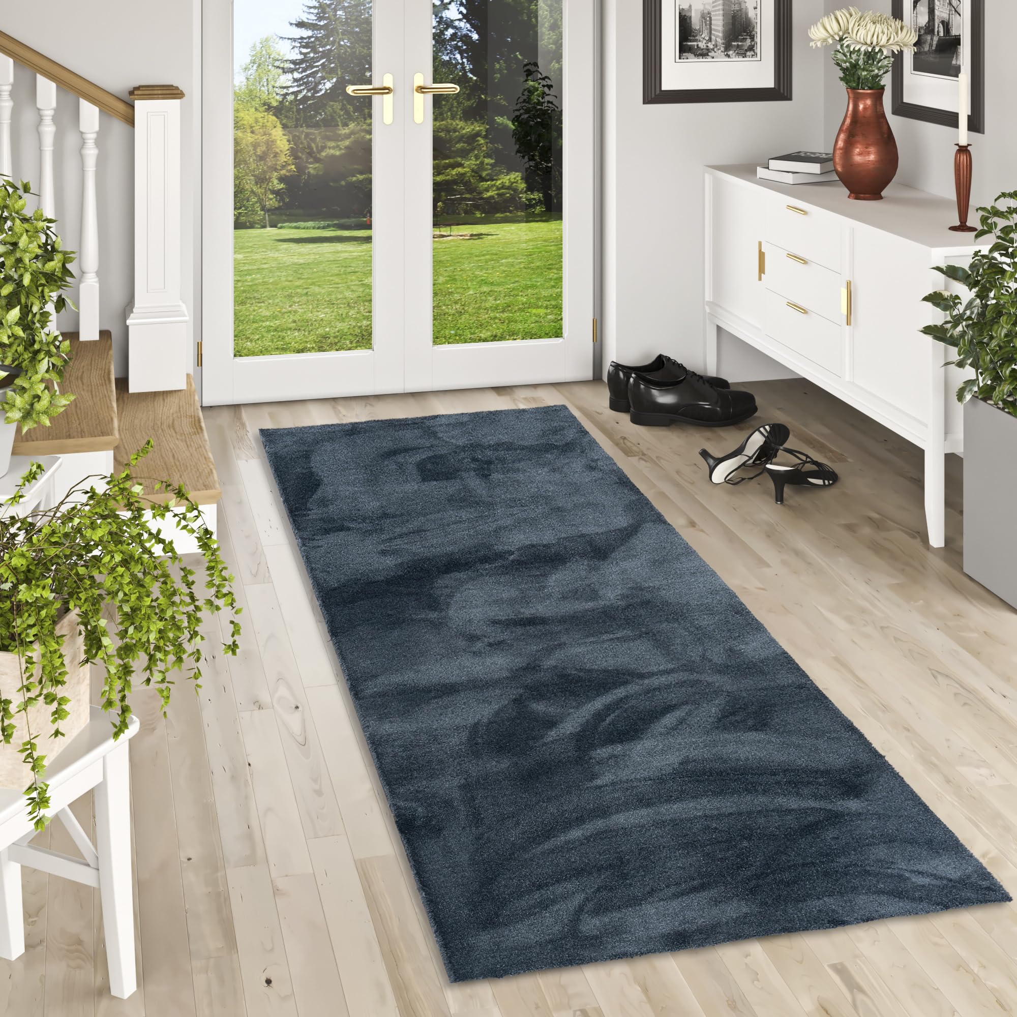 Snapstyle Super Soft Hochflor Läufer Livorno Antracite - Pflegeleicht, Zuschneidbar, Ideal für Flur, Schlafzimmer, Kinderzimmer Oder Arbeitszimmer