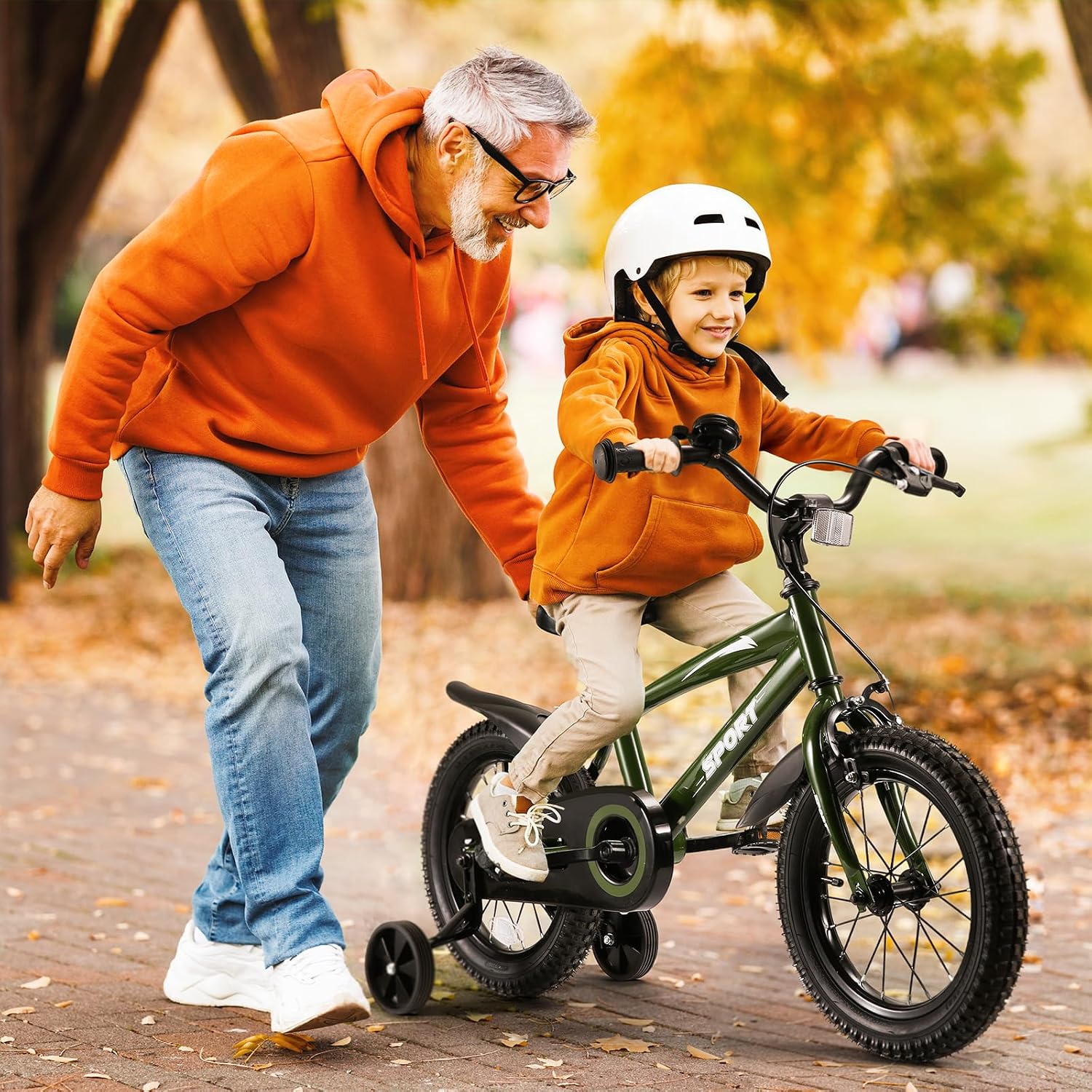 BODIOO Kids Bike Bicycle 14 Inches Kid Bicycle for Boys Girls with Training Wheels Sturdy Frame Adjustable Seat Handbrake and Coaster Brake for Rider 37 to 42 Inch