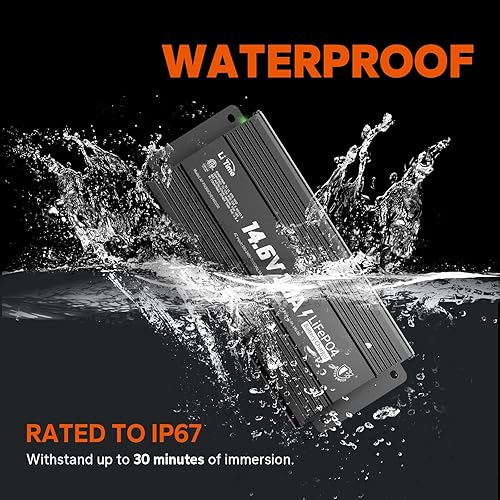 Miniatura 2 de LiTime Cargador integrado LiFePO4 impermeable IP67 de 14.6 V 10 A, carga rápida, 4 protecciones de seguridad, mejor rendimiento de carga, prolonga