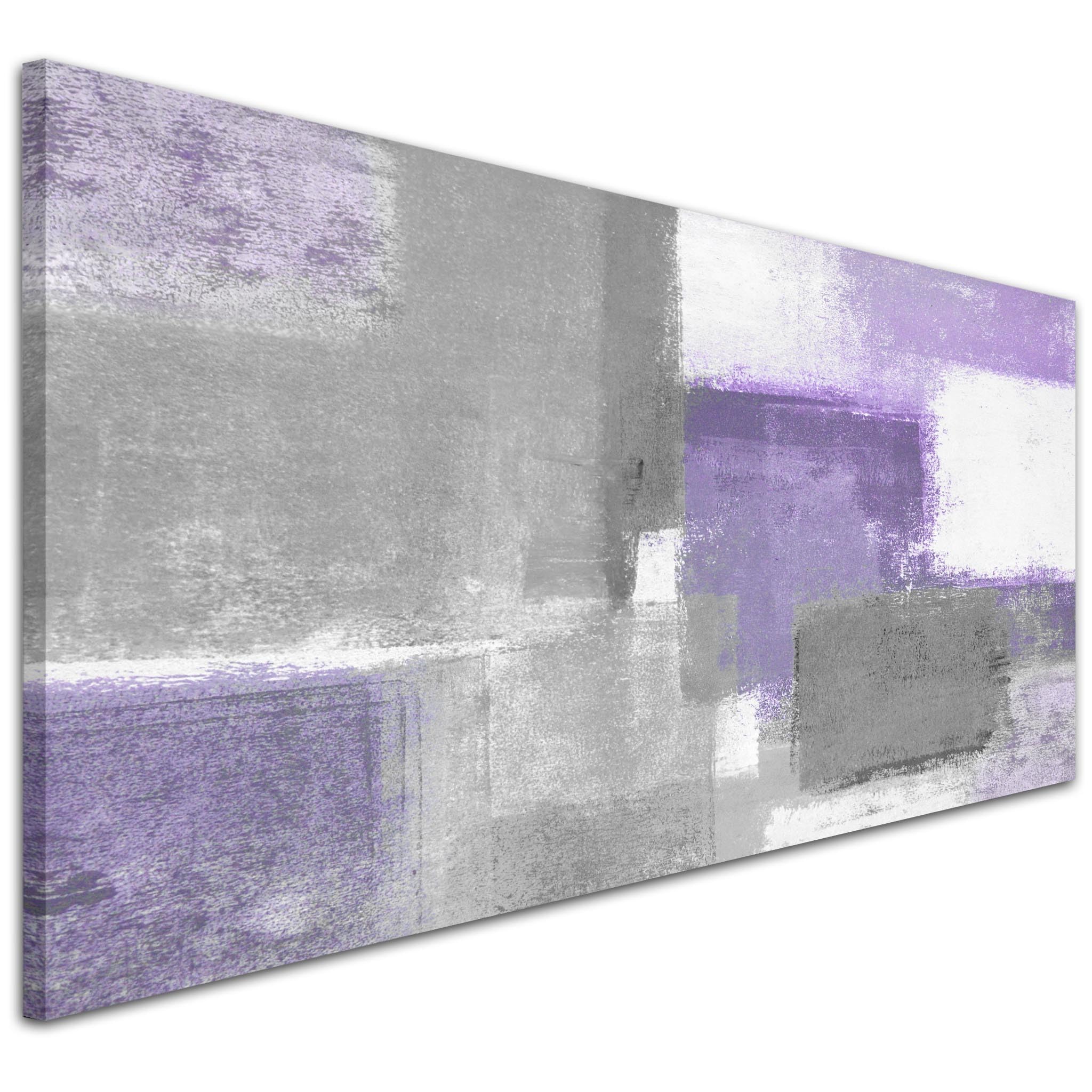Wallfillers Purple Grey Painting Bedroom Canvas Wall Art Accessories - Abstract Print - 1376-118x49cm
