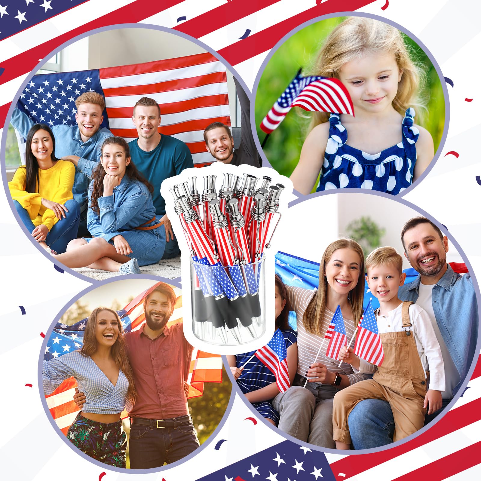 Motiskyy Długopisy z amerykańską flagą na Dzień Weteranów USA Patriotyczne zakładki z okazji Dnia Patriotyki, prezenty, czarny żelowy atrament, długopis do podpisywania upominków dla weteranów (24