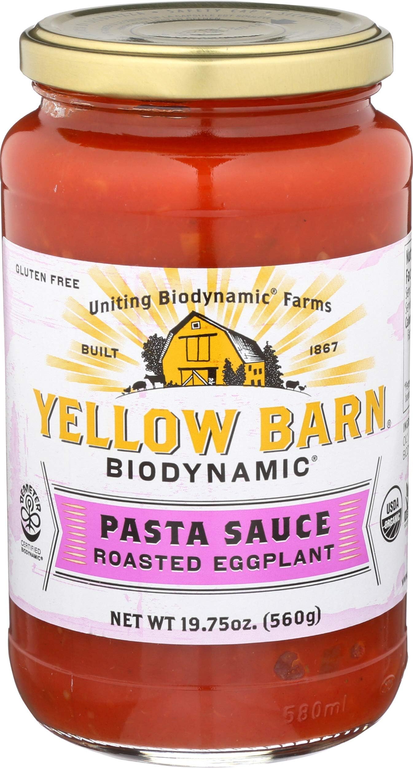 Yellow Barn Pasta Sauce Roasted Eggplant, 19.75 Ounce