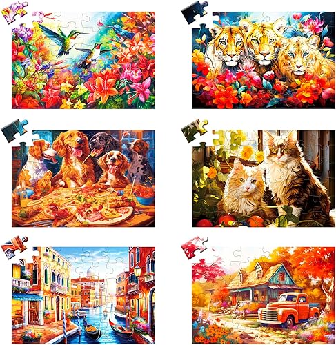 Paquete de 6 rompecabezas de 36 piezas grandes para personas mayores, rompecabezas de demencia, Alzheimer, productos y actividades para adultos