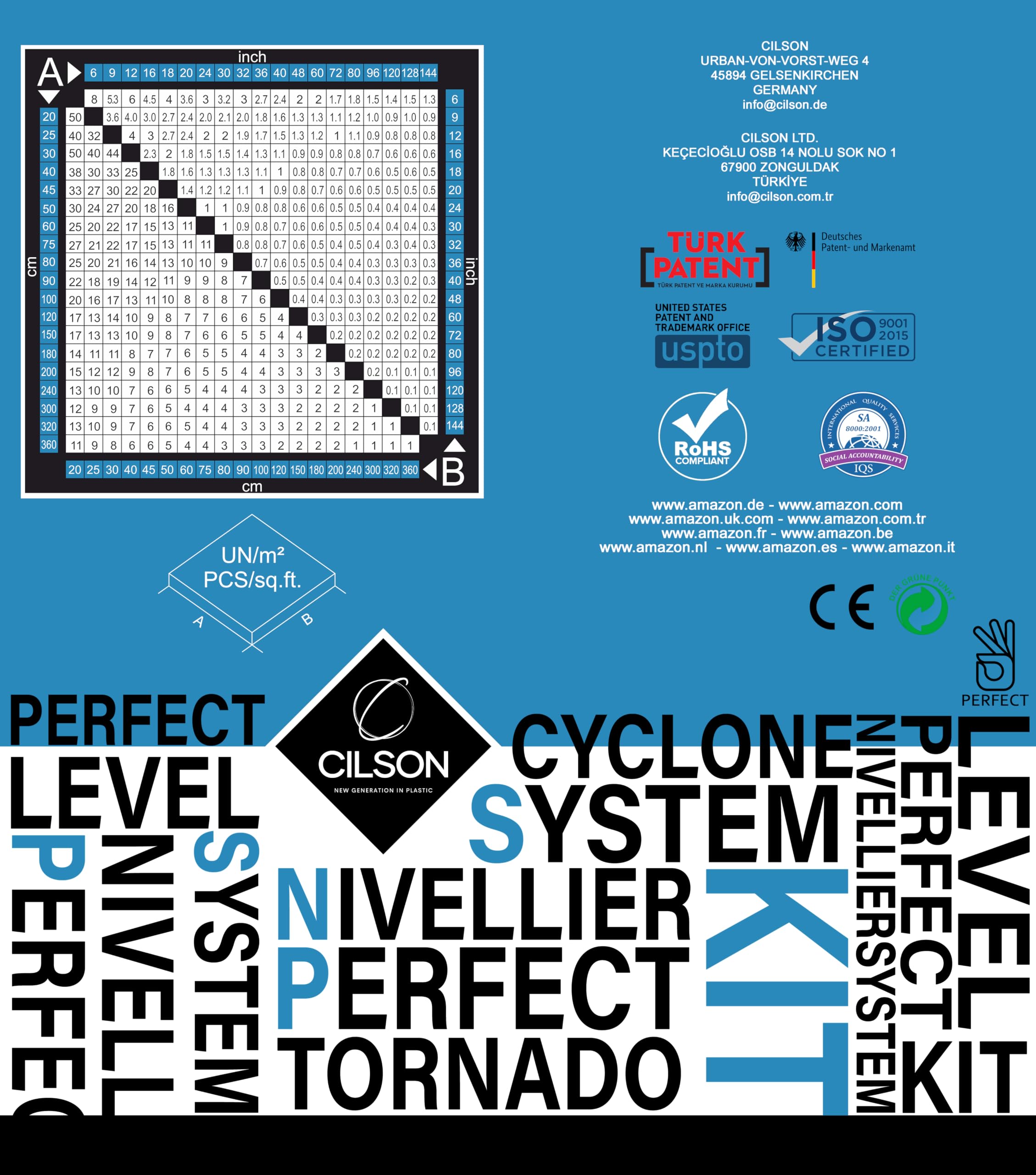 CILSON - Sistema di livellamento per piastrelle Tornado 1,5 mm, kit 500 linguette filettate, attrezzi per piastrelle fino a spessore 18 mm