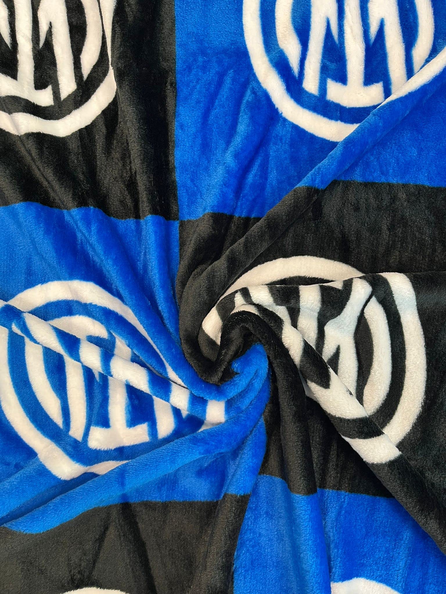 Inter, Plaid Coperta Morbida Con Logo, Plaid Divano - Letto, 150x210, Soft Touch, Nero Azzurro, Prodotto Ufficiale