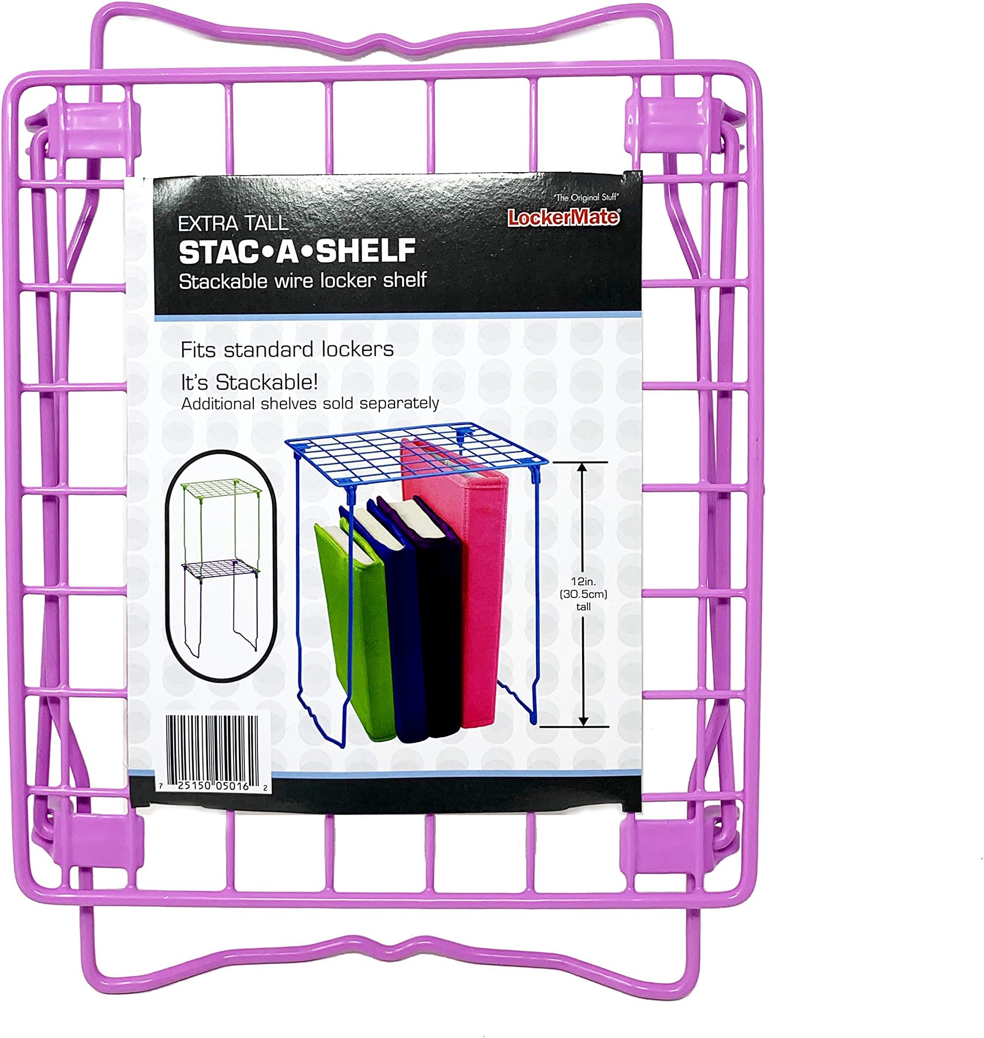 LockerMate Its Academic Stac-A-Shelf 12 Inch Wire Locker Shelf (Lilac)
