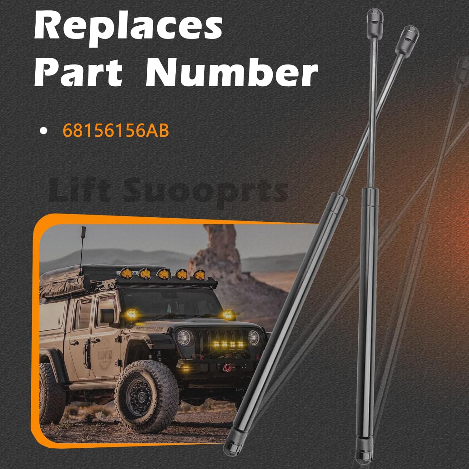 2 Pcs 15.33 in Front Hood Struts Lift Supports Compatible with Jeep Cherokee 14-18 Shock Gas Spring Prop Rod Cylinder Replaces 68156156AB