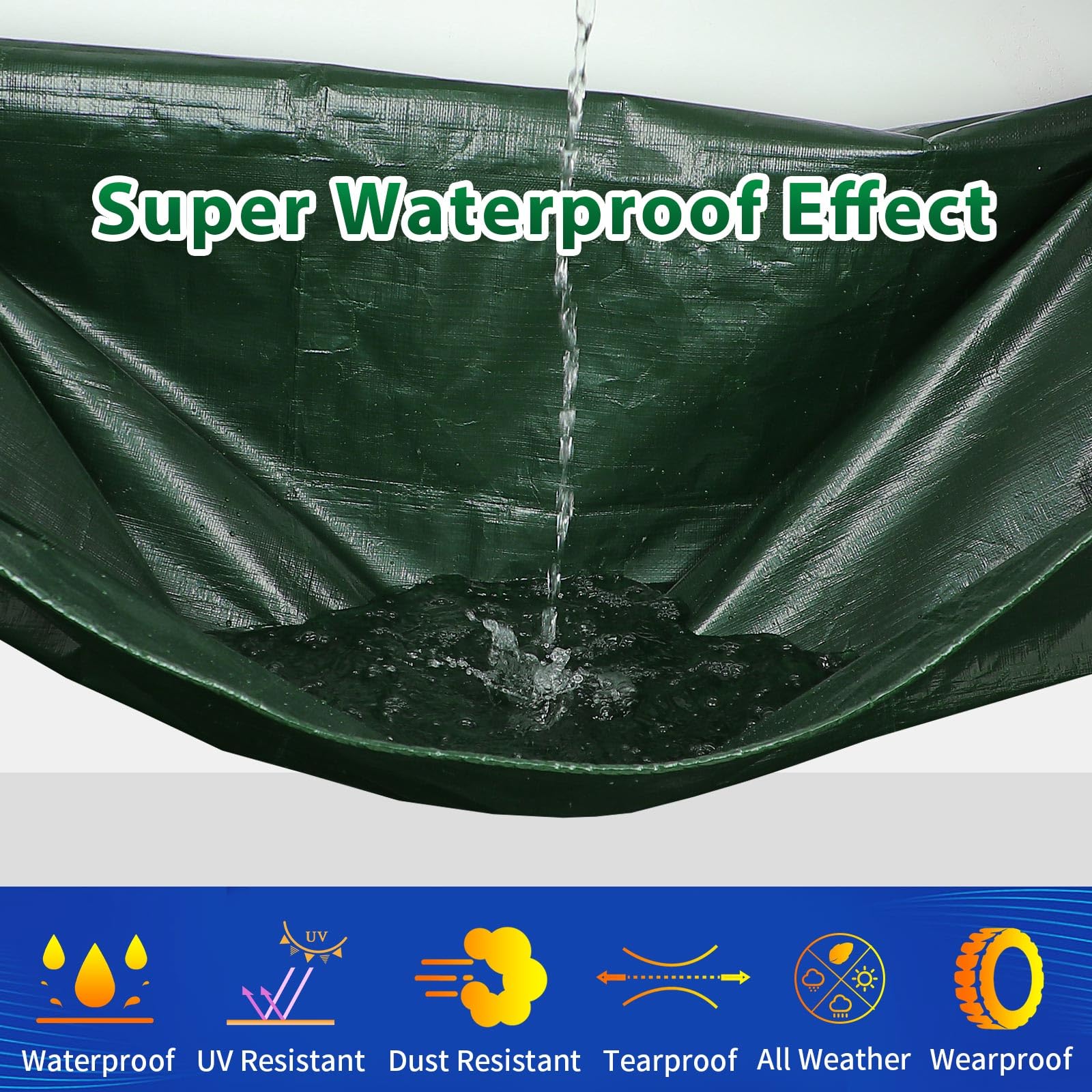 CAMPMAC ArmyGreen Polyethylene Tarp Cover, 8 Mil Thick