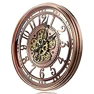 21 Inch Moving Gear Wall Clock for Modern Farmhouse Living Room Decor,Large Industrial Steampunk Wall Clock for Home Office,Metal Red Copper