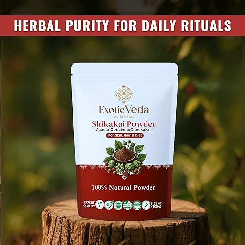 Miniatura 4 de Shikakai Powder 100% puro y natural - Limpiador y acondicionador ayurvédico sin químicos - Nutre el cabello, mejora el brillo, la suavidad y el