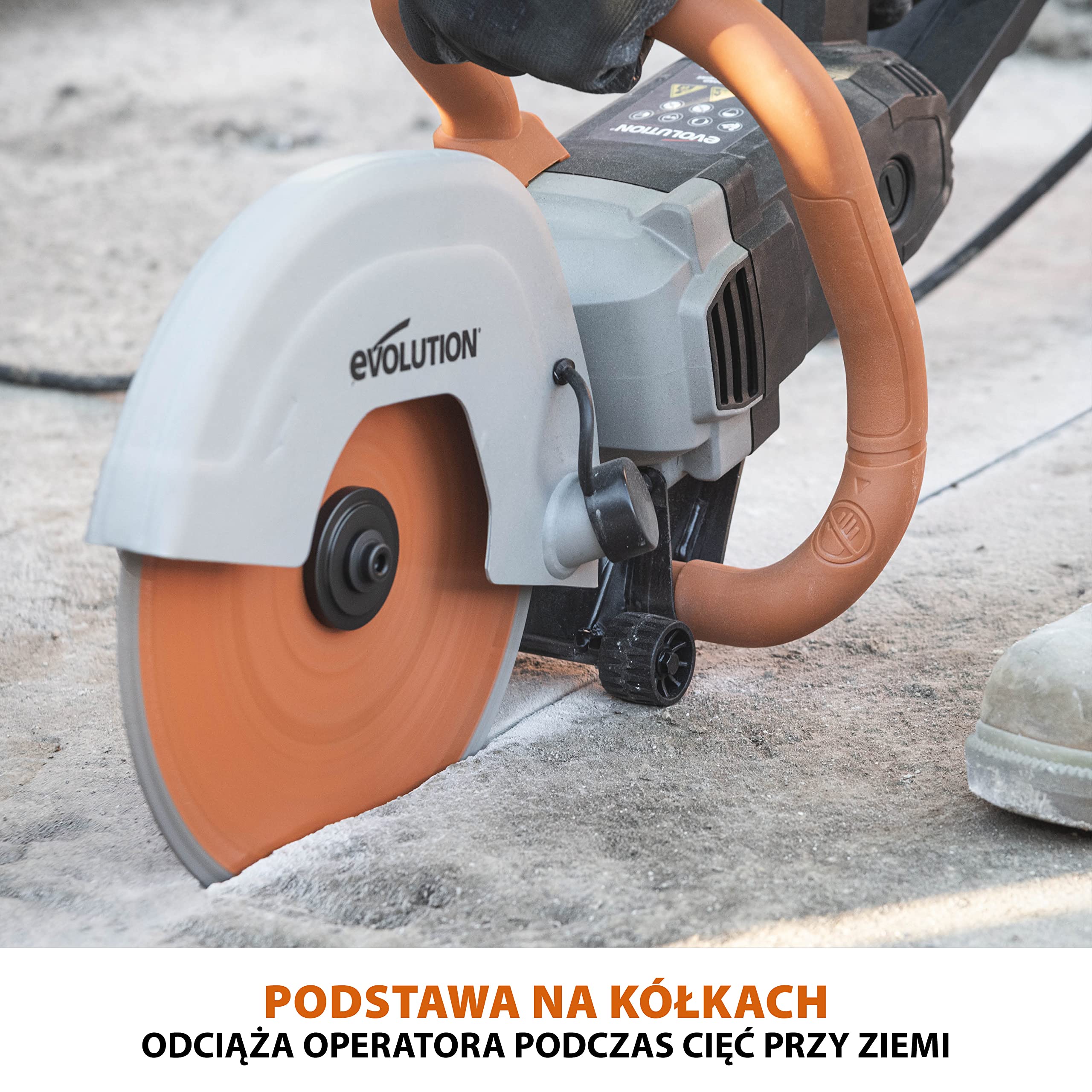 Evolution Power Tools Przecinarka tarczowa R255DCT do betonu, cegieł, płytek, kamienia, płyt chodnikowych – elektryczna, bez benzyny/gazu, z tarczą diamentową Premium, 230 V