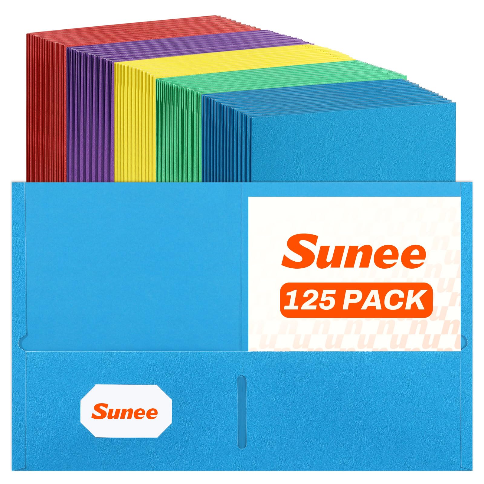 SUNEE Carpetas con bolsillos (100 paquetes, colores surtidos), 2 carpetas de bolsillo para papel tamaño carta, carpeta de archivos de papel para escuela, oficina, hogar, negocios