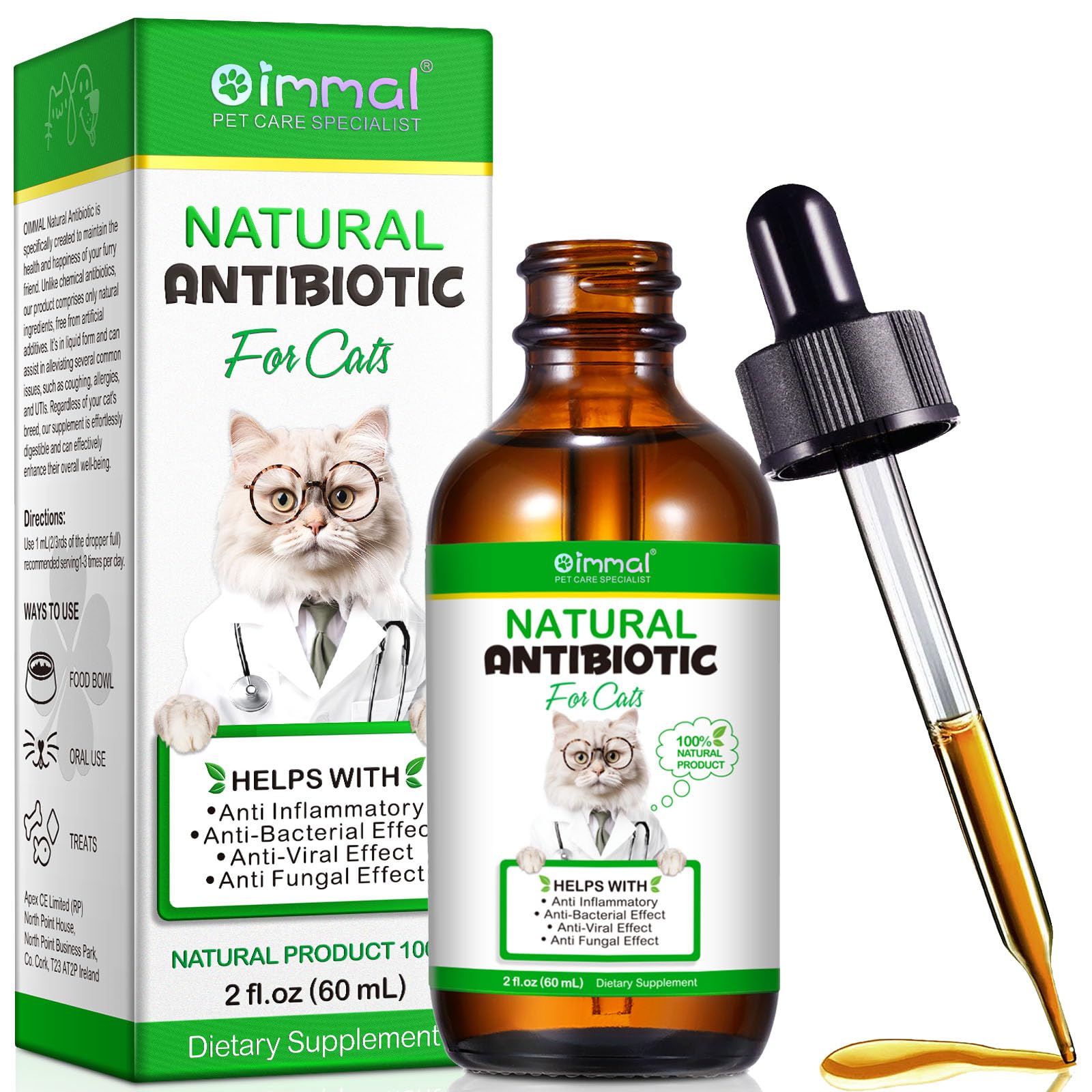 Natural Antibiotics for Cats, Cat Antibiotics for Allergy & Itchy Relief, Support Pet Skin, Coat, Digestion, Natural Roasted Chicken Flavor
