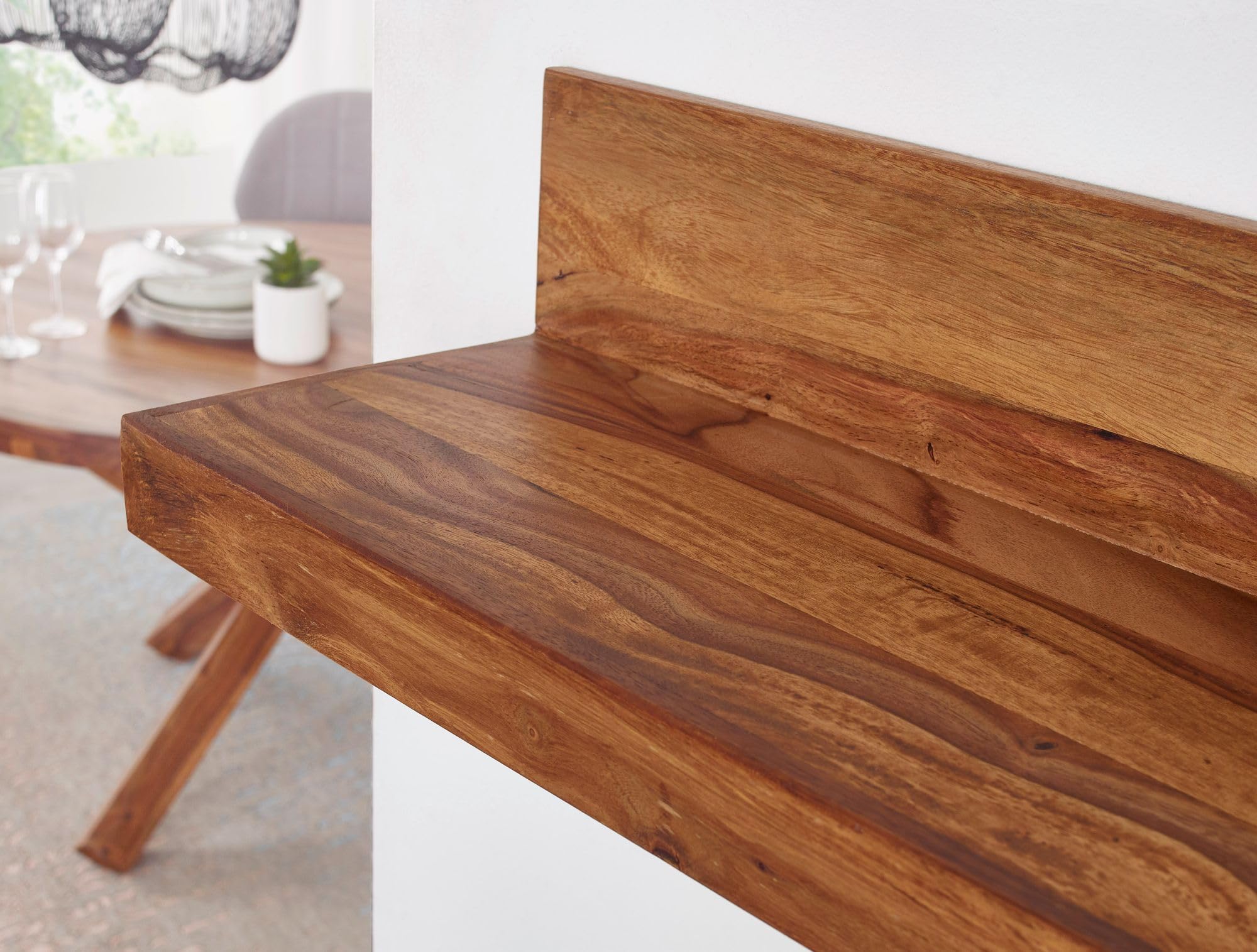 FineBuy Wandregal 140 cm Sheesham Massivholz, Hängeregal Landhausstil