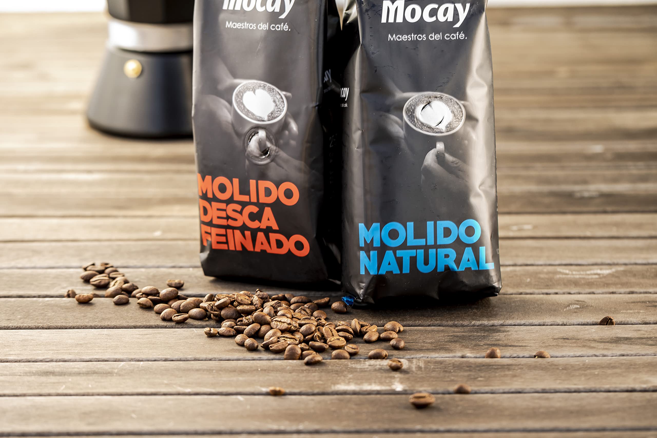 Caffé Mocay – Pack Mixto de Café - 4 Paquetes de Café Molido Natural – 2 Paquetes de Café Descafeinado - 6 x 250 gr