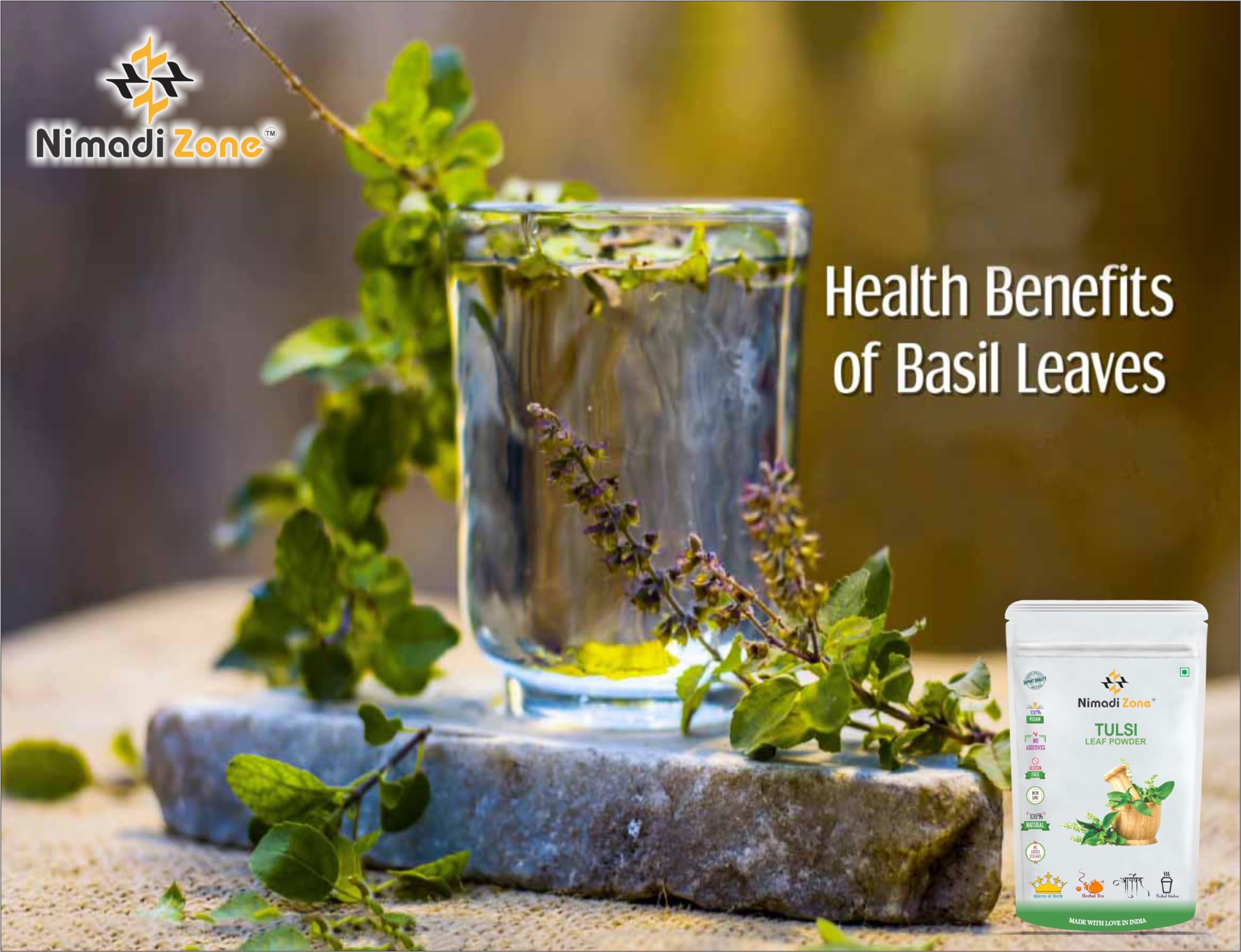 Nimadi Zone Tulsi Leaf Powder/Holy Basil Leaf Powder - 100 GM by Nimadi Zone - Image 3 thumbnail
