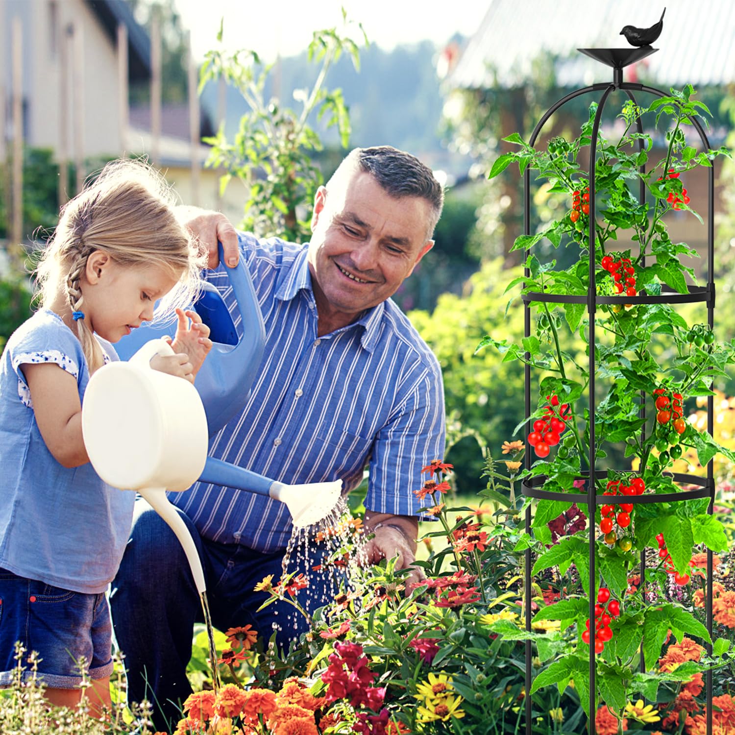 SUNYRISY Rankhilfe Garten Obelisk 3er Set, Rankgitter Käfige für Kletterpflanzen wie Blumen, Tomaten, Rosen usw, Witterungsbeständig Beschichtetes Metall Gartendekoration