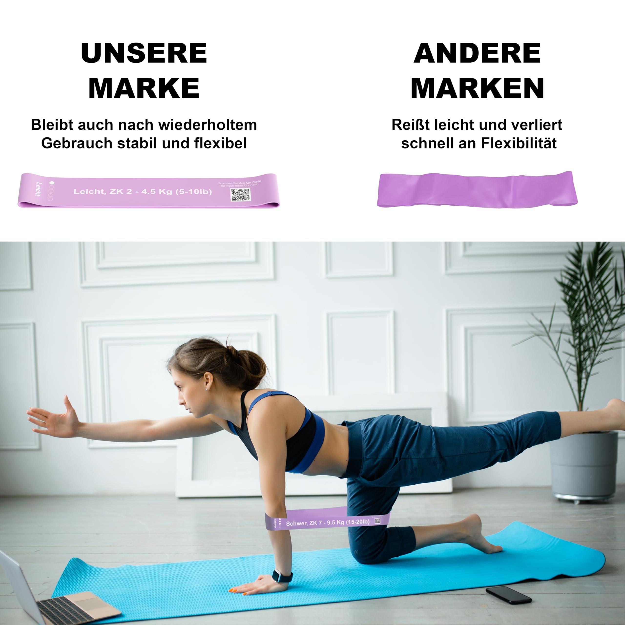 FNG8 Lot De 5 Bandes Élastiques Musculation – 5 Niveaux De Résistance + Exercices Imprimés En Français
