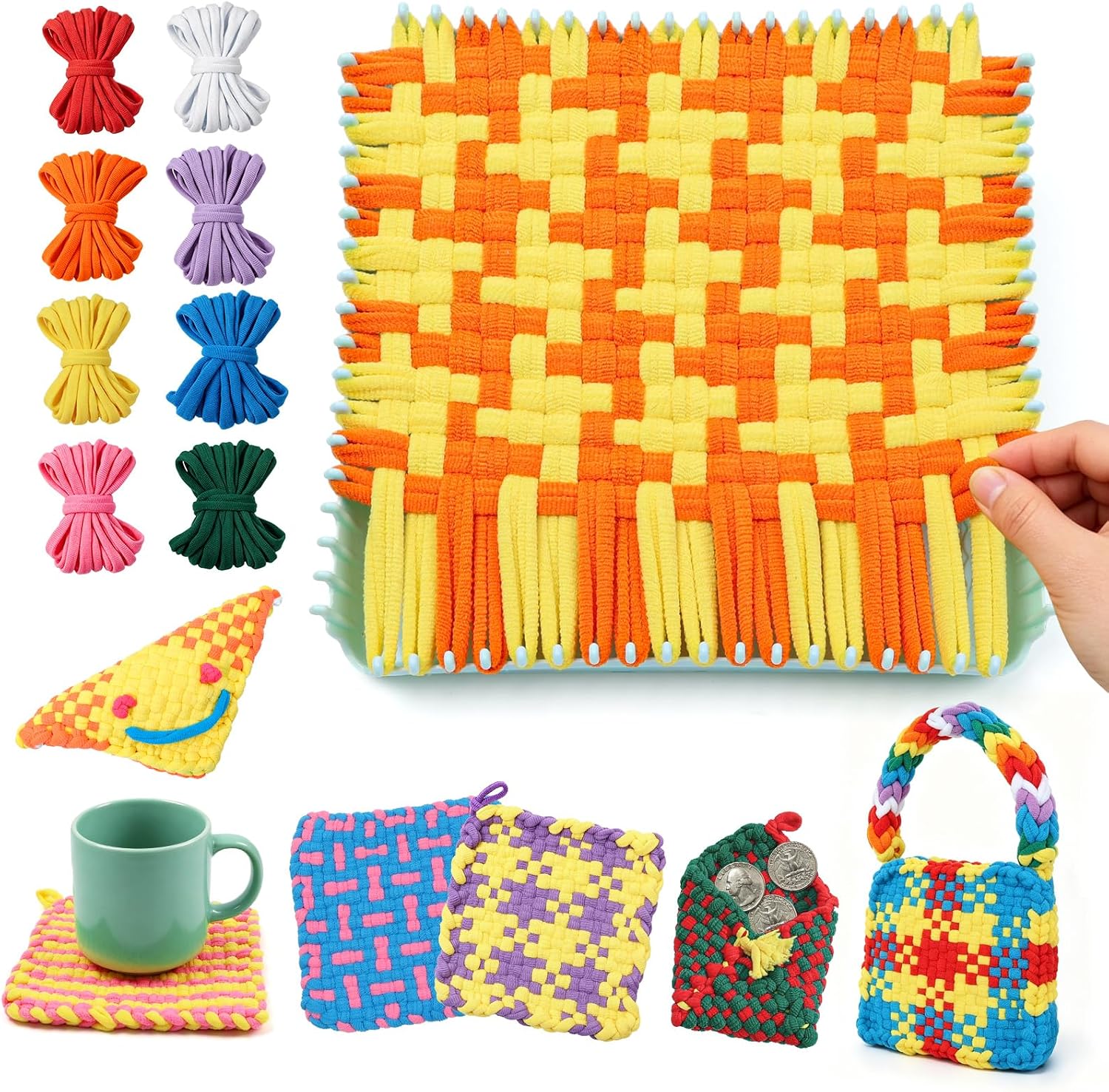 morwant Weaving Loom Kit for Kids 6-12, DIY Potholder Loom Craft Kit | 7" Durable Loom, Make Potholders & More, Arts and Crafts for Girls, Beginner-Friendly, 224 Colorful Loops