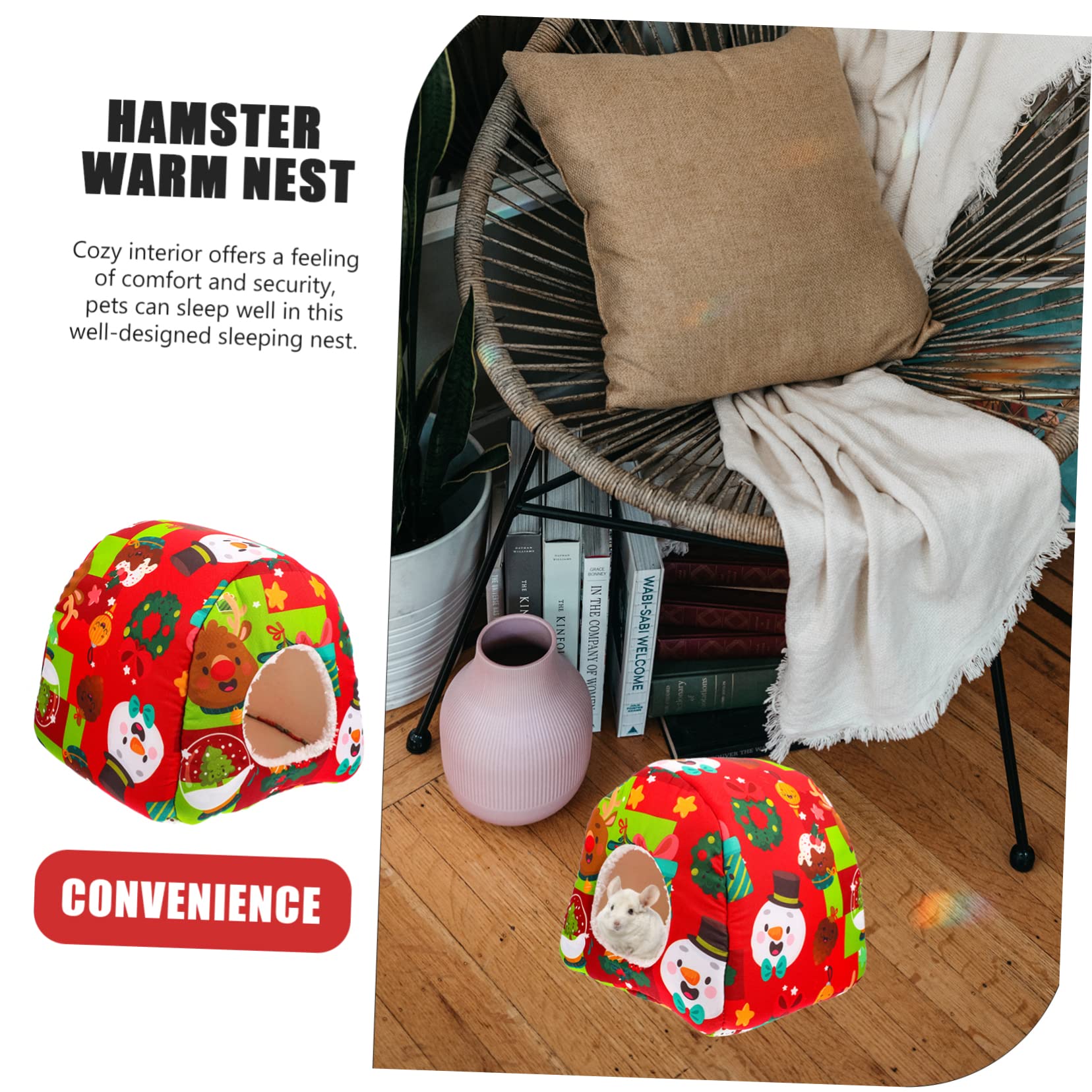 VANZACK 4piezas Aislante para Hámster y Roedores Cama De Invierno Acogedora y Cálida Refugio De Esponja para Hamsters y Diseño Adorable Jaula