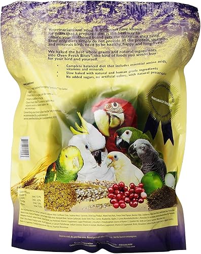 Paquete de 2 comidas frescas para horno de Caitec, dieta natural de Avián horneado, nutricional, de grano completo, de loros grandes. 48 oz. Ea.