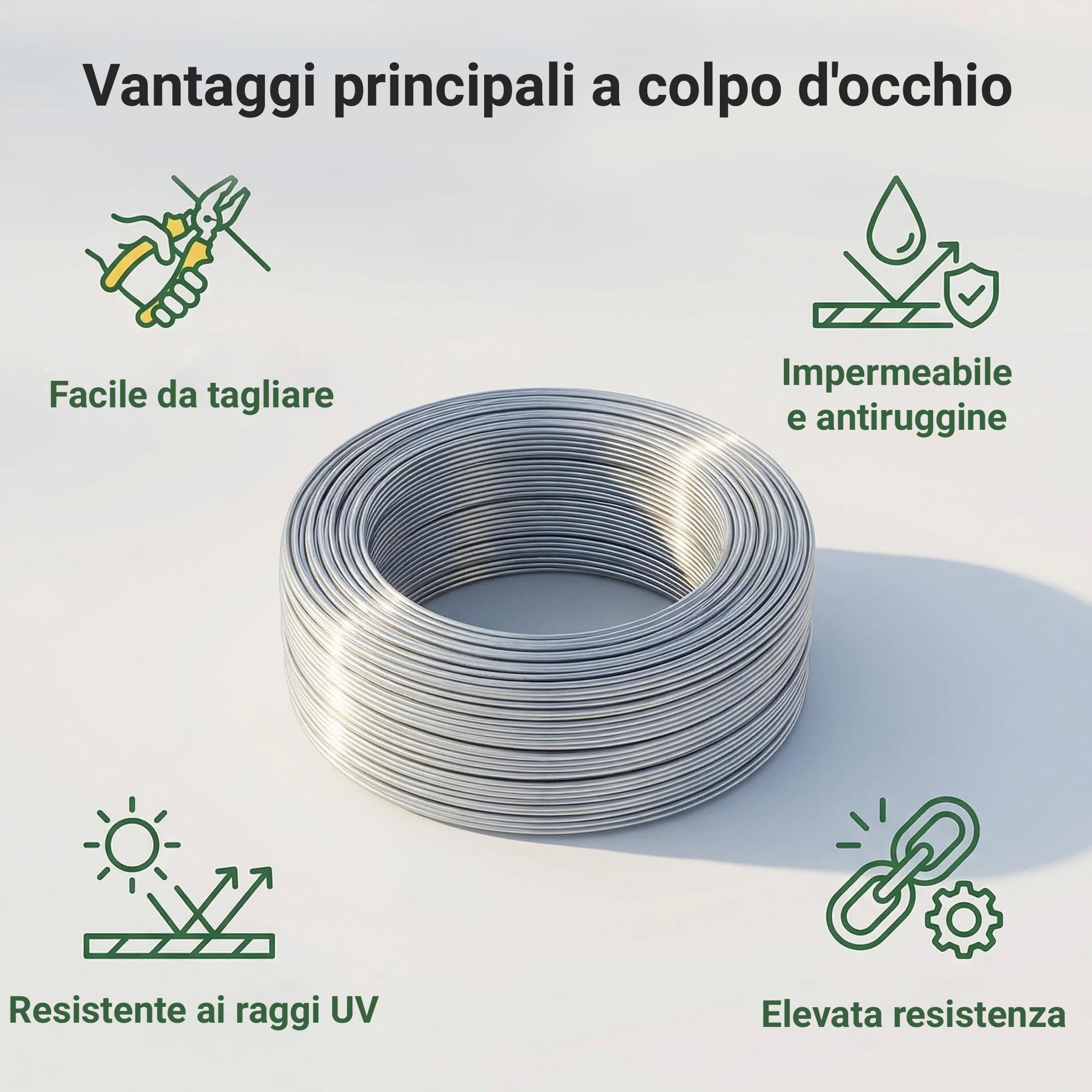 Amagabeli Garden Home Filo di ferro da giardino zincato, 2,2 mm, peso 5 kg, filo di tensione rotolo di filo di ferro metallico rivestito per recinzione WR2 DA098