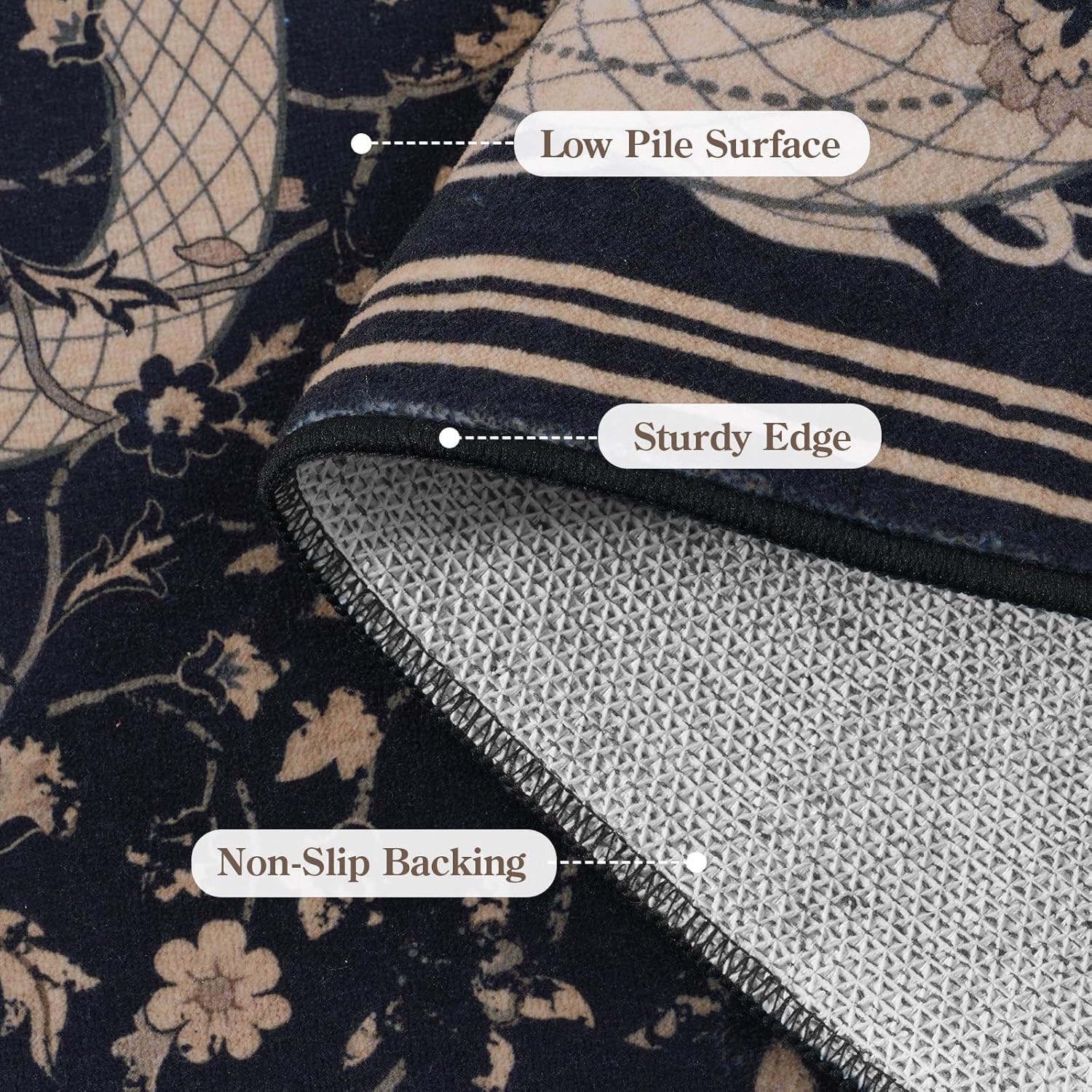 LIVEBOX Washable Runner Rug, 2x6 Runner Rugs for Hallway, Non-Slip Kitchen Runners, Soft Low Pile Non-Shedding Carpet for Kitchen, Hallways, Entryway, Bedroom, Bathroom(Black)