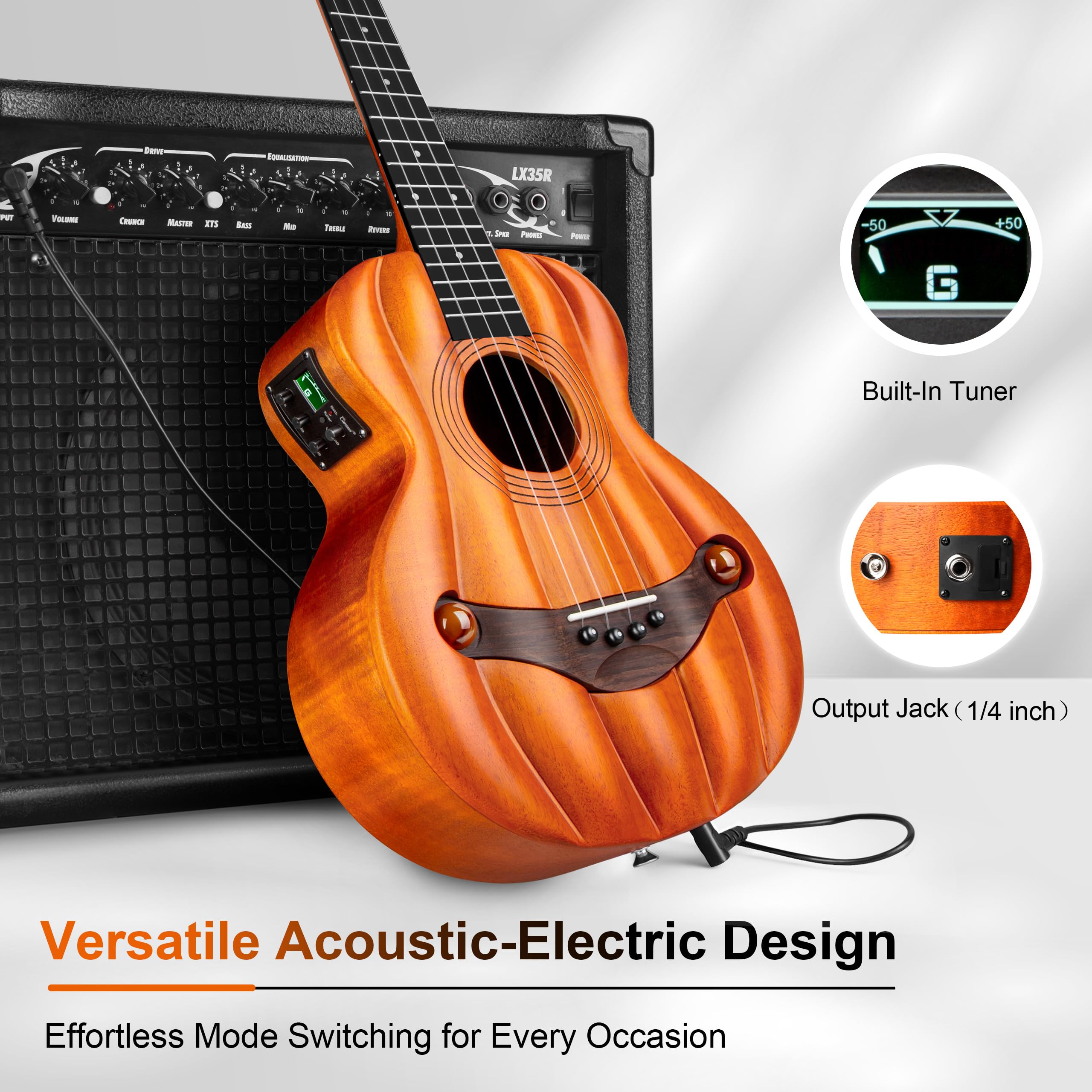 Caramel TEM45 Tenor-Akustik-Elektro-Ukulele, 66 cm