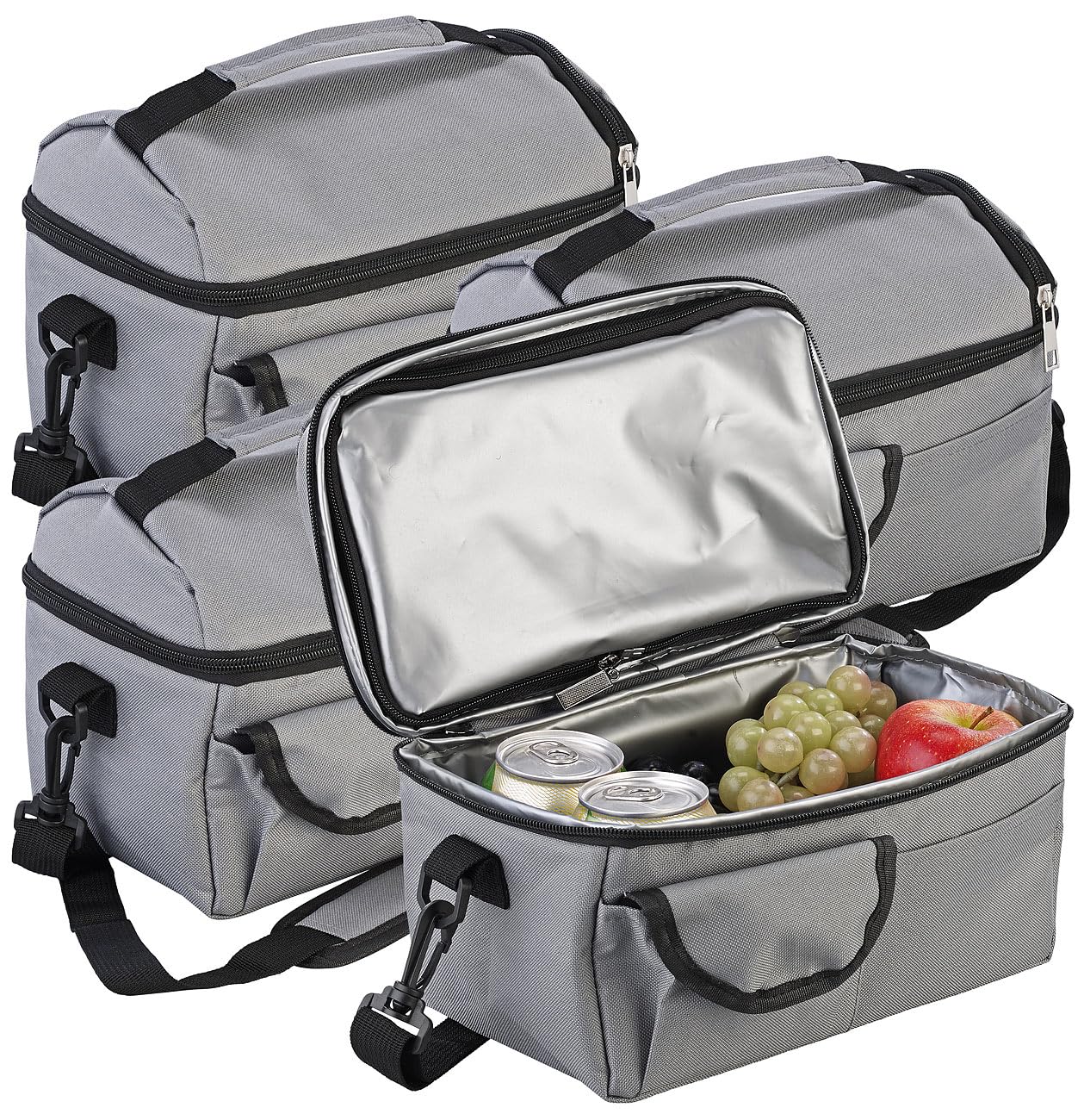 PEARL Kleine Kuehltasche: 4er-Set Falt-Mini-Kühltaschen, isoliert, wasserdicht, auslaufsicher (Kühltasche für Einkauf, Kühltasche für Lebensmittel, Dose)