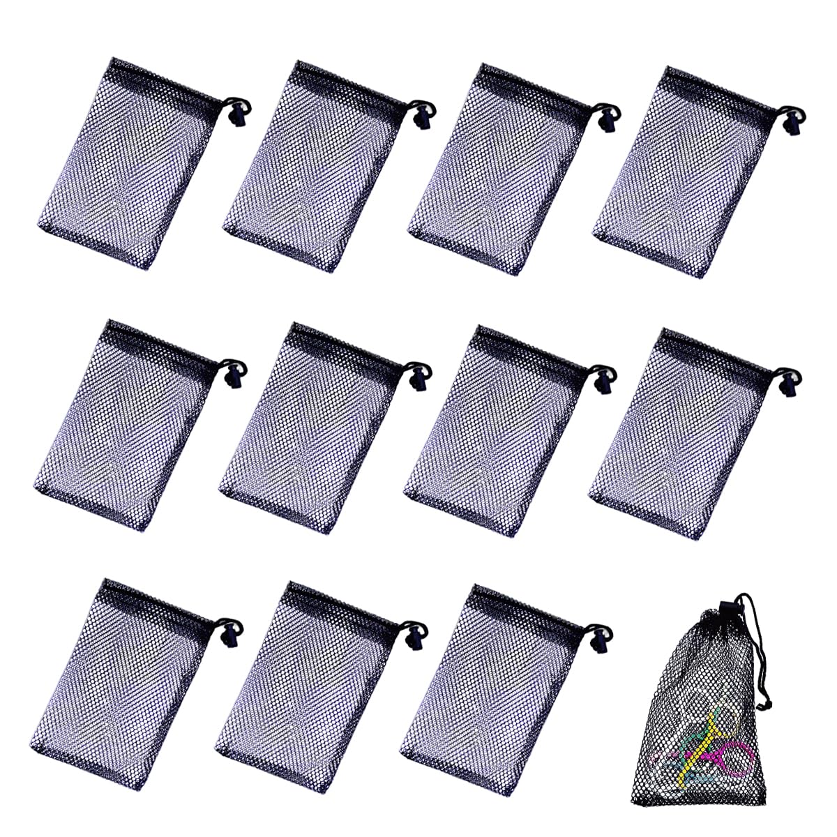 Leewoth 12PCS Small Mesh Bags Nylon Mini Storage Mesh drawstring bags for Travel Stuff Organizing (6 x 4 inch)
