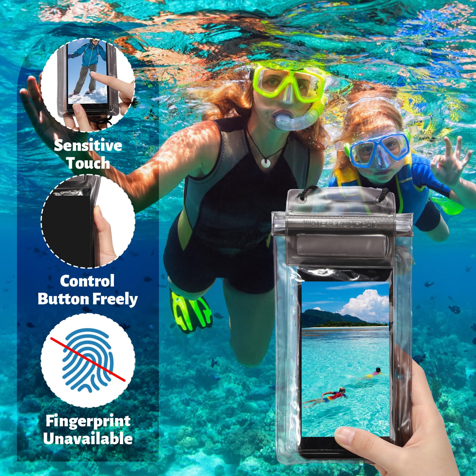 Shinylin Universelle wasserdichte Handytasche, wasserdichte Handyhülle, Unterwasser-Trockentasche, Umhängeband, transparent, Handy-Schutz für Strand, Schwimmen, 17,6 x 8,9 cm, 200 Stück