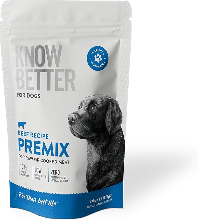 Know Better for Dogs Beef Recipe, RAW or Cooked Premix/Supplement for Making