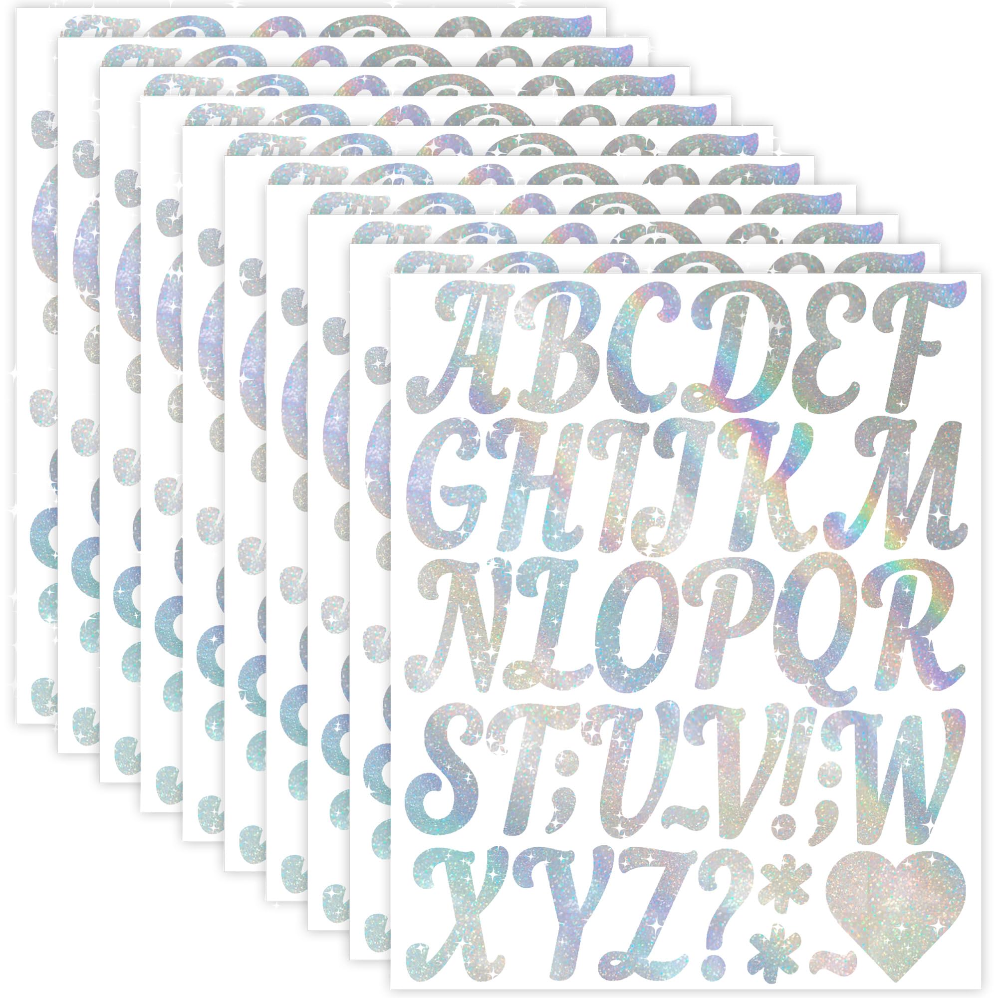 360Pcs Letter Stickers Silver Alphabet Stickers 2 Inch Small Letters