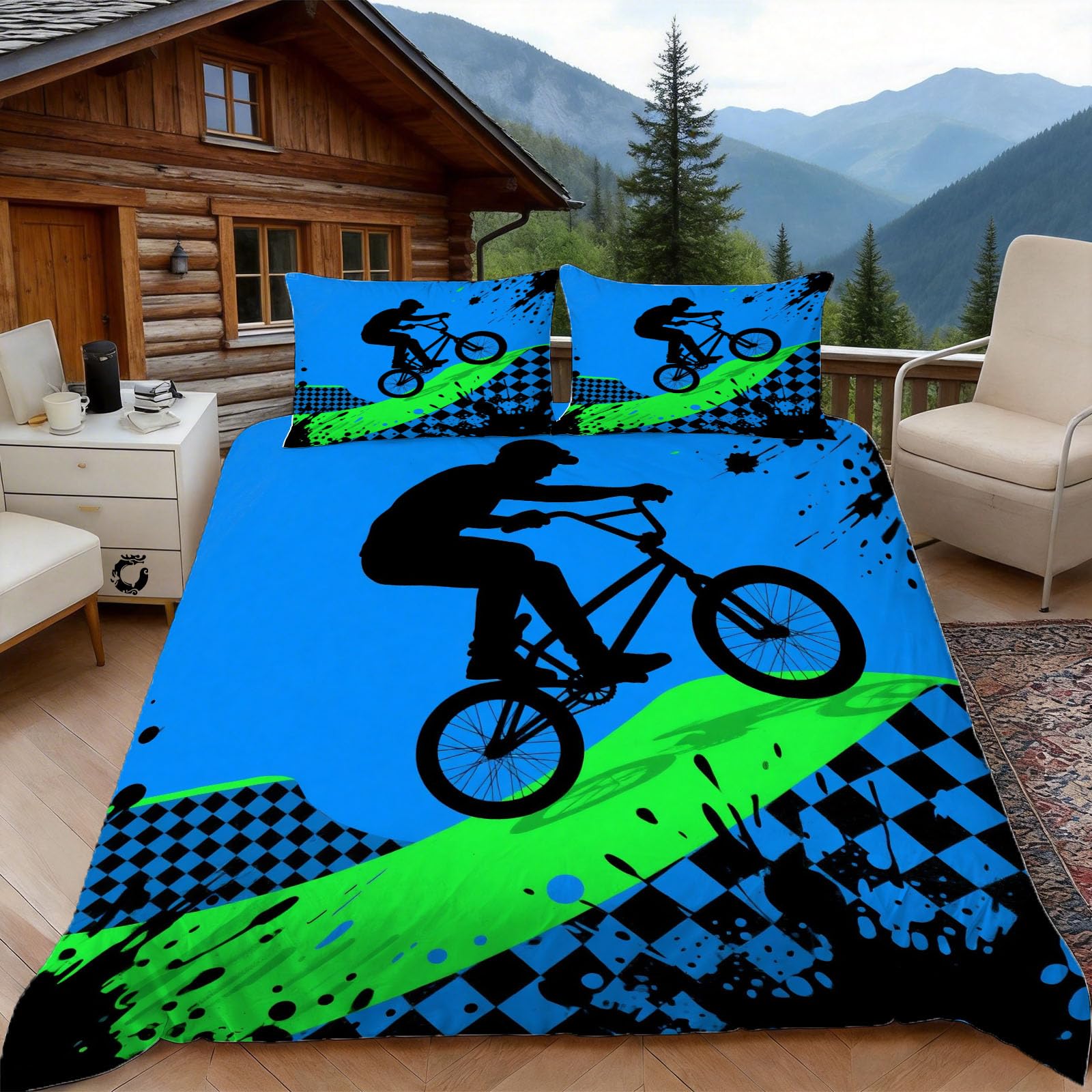Housse de couette 220x240 sport extrême pour lit double sans boutons fastidieux