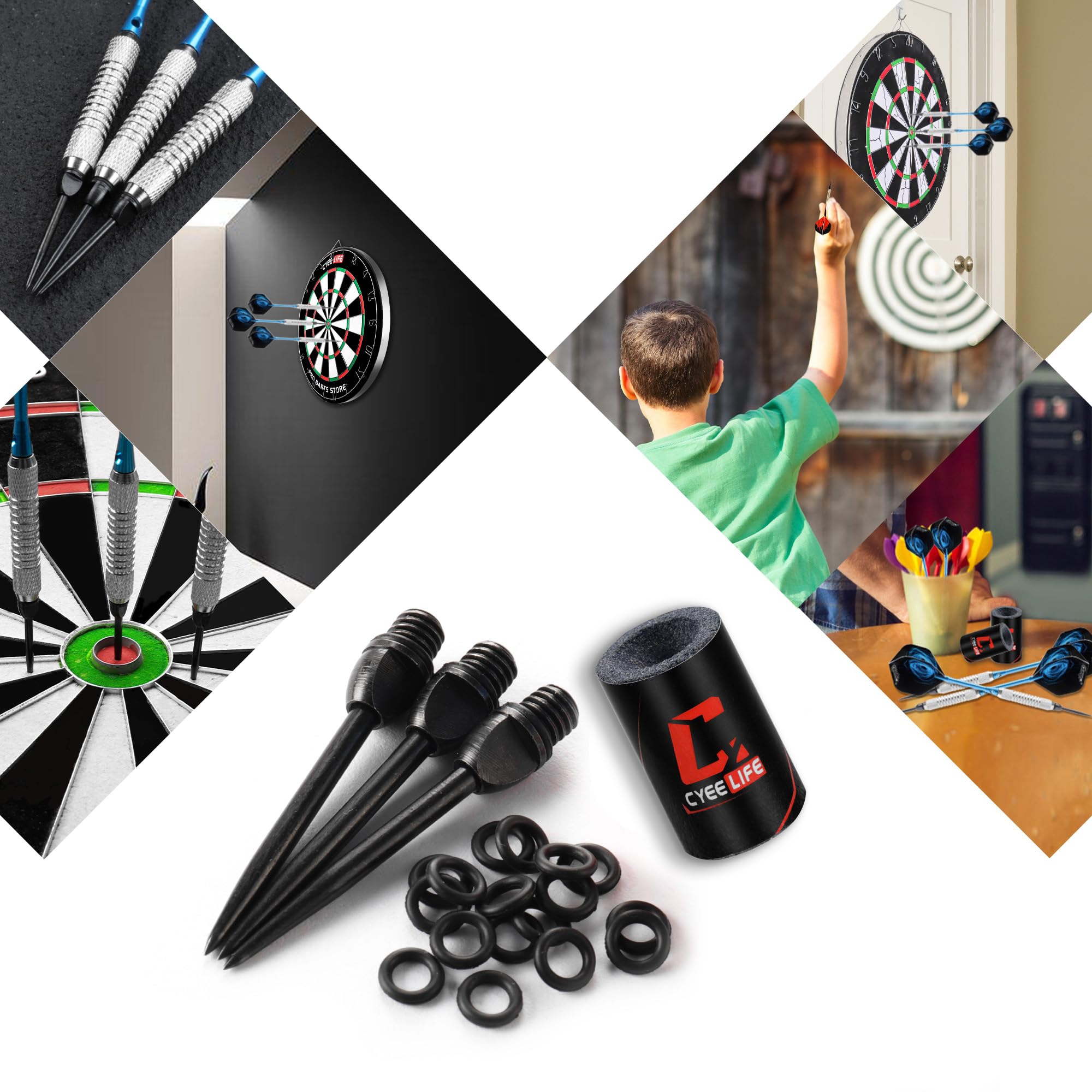 CyeeLife puntas de dardos de acero 2BA con anillos de goma y sacapuntas
