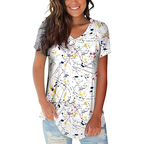 Womens Tops V Neck Tee Casual Short Sleeve and Long Sleeve T Shirts