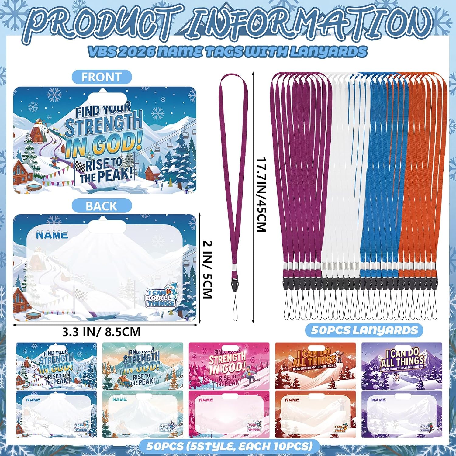 Ctosree 50 Set 2026 VBS Name Tags, Snowball Mountain with Lanyards image 2
