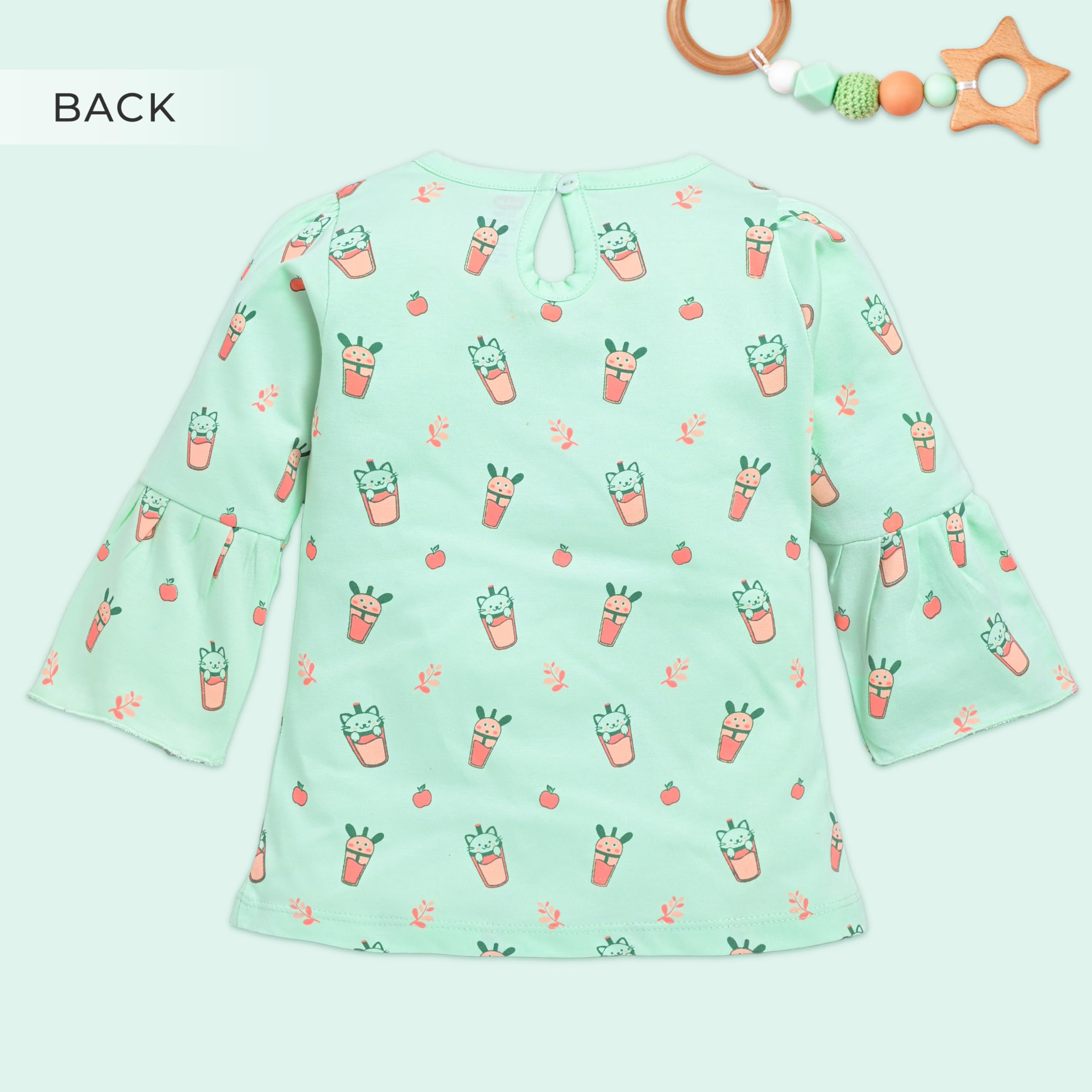 LuvLap Baby Girls 100% Cotton Full Sleeve Girls Top Pack of 2, Sea Green & Mango, L (6 to 12 Months) 1