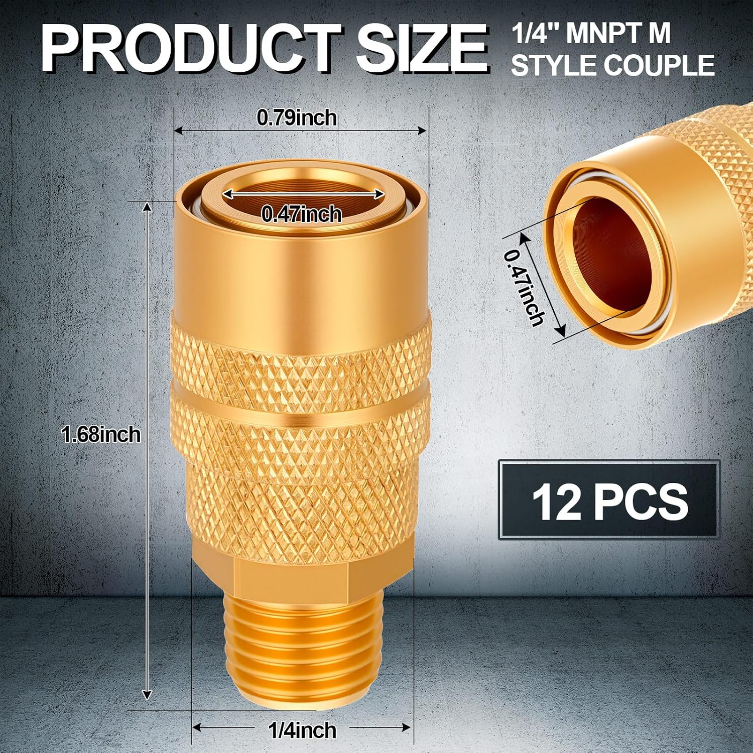 Yaocom 12 Pcs 1/4" MNPT M Coupler, Industrial Air Fitting Brass Quick Connect Coupler, Compatible with MNPT M Couplers/Plugs