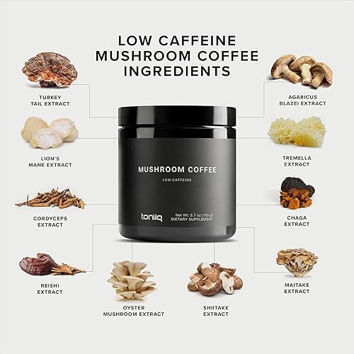 Miniatura 4 de Toniiq Café de hongos con bajo contenido de cafeína - Extracto concentrado 101 de ultra alta potencia - Granos de origen colombiano con mezcla