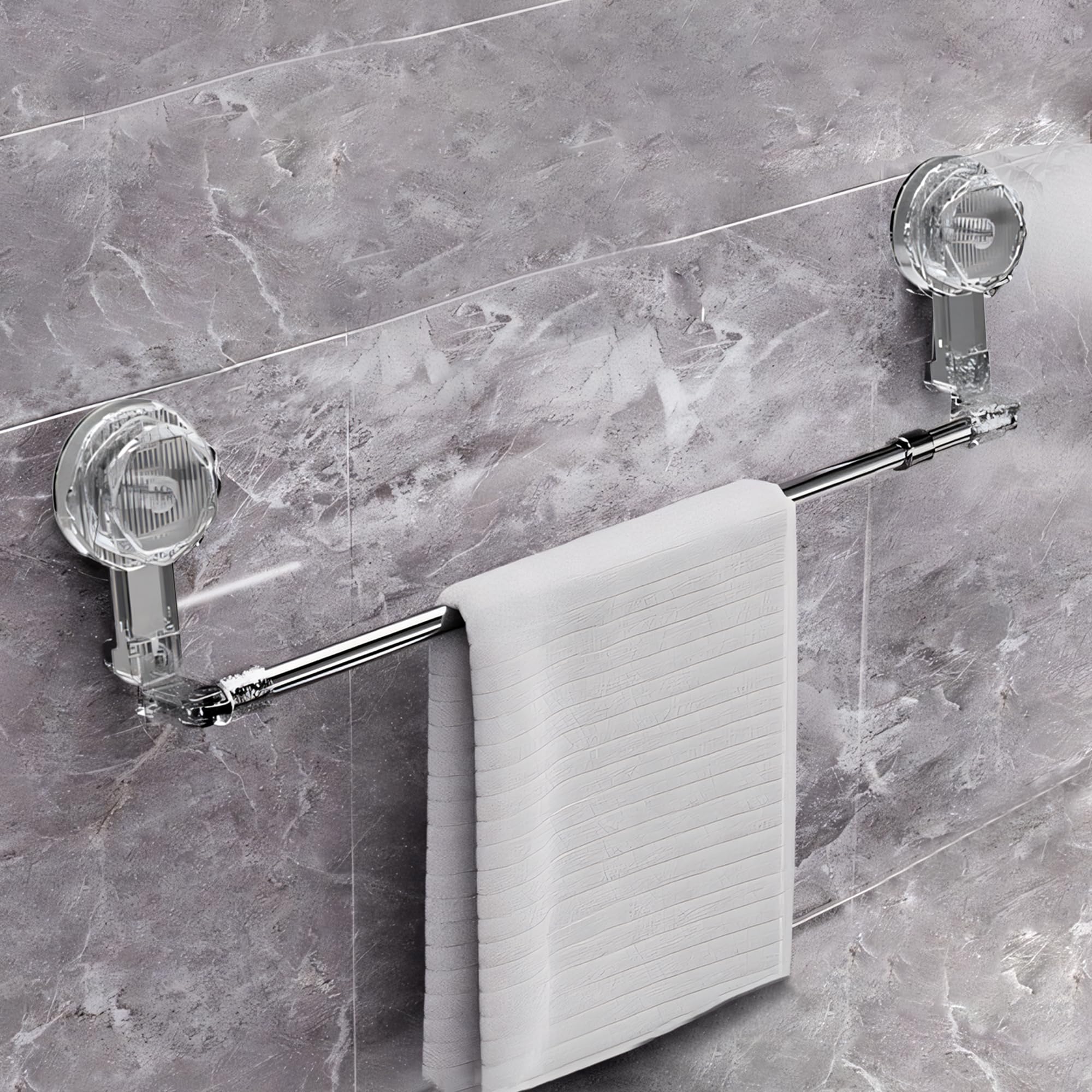 Suction Adjustable Towel Rod (60–112cm) | Self Adhesive Wall Mounted Towel Rack for Bathroom | No Drill, Rustproof-image-19