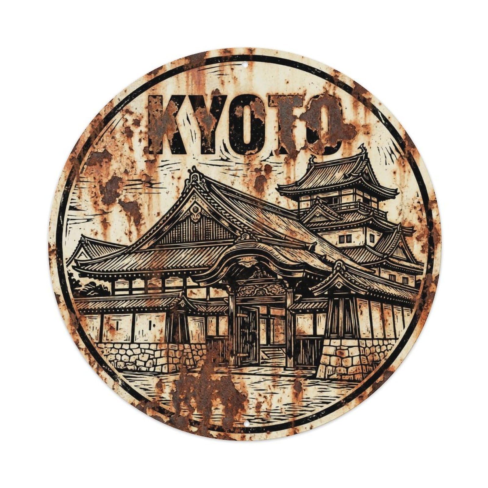 Vintage Travel Kyoto Japan Majestic Vintage Metal Tin Sign Plaque Wall Decor for Cafe, Club Bar, Office, Garden Metal Poster 8x8Inch