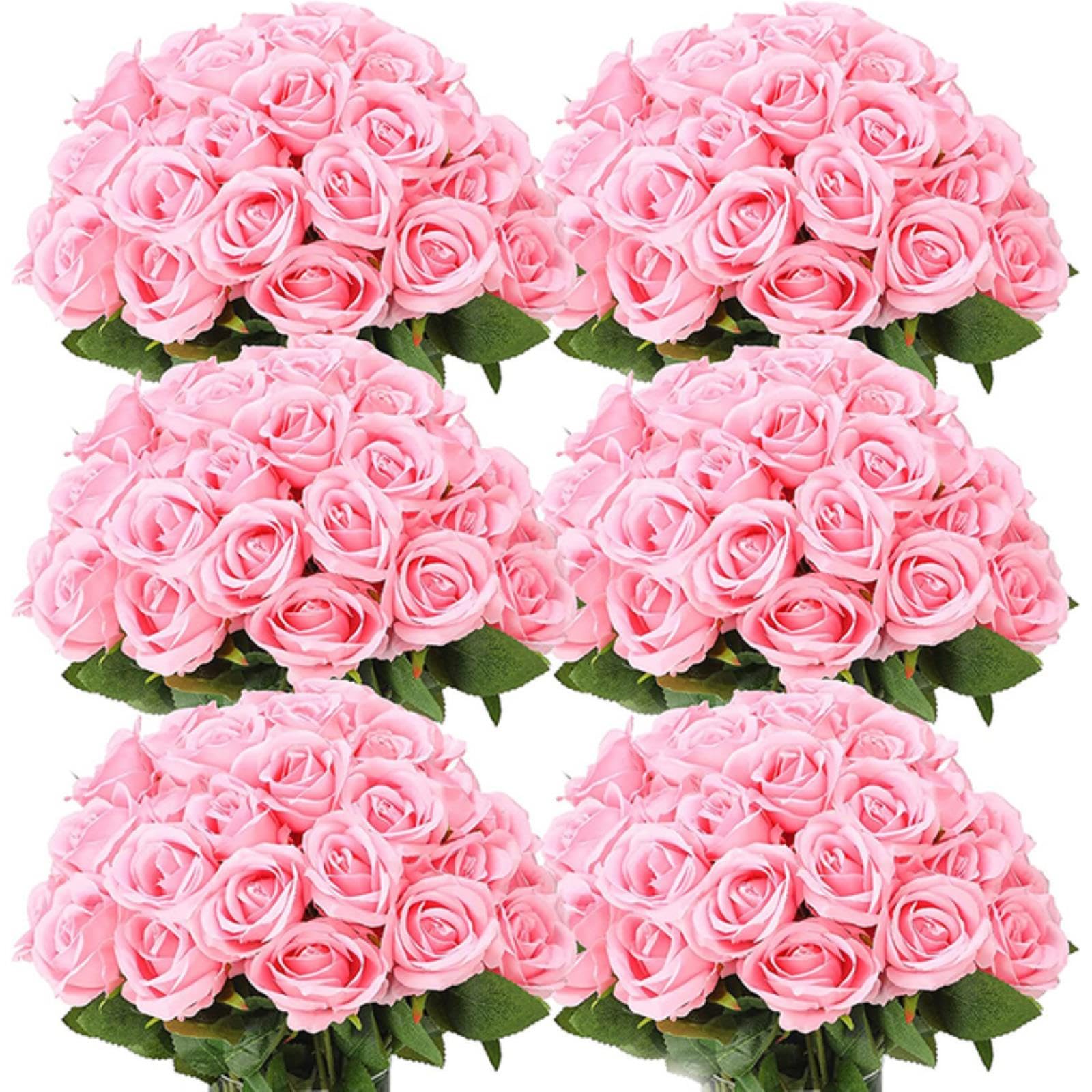 AsiaShopping - 50 Fiori Artificiali Seta Tris Mazzo Di Rose Bianche