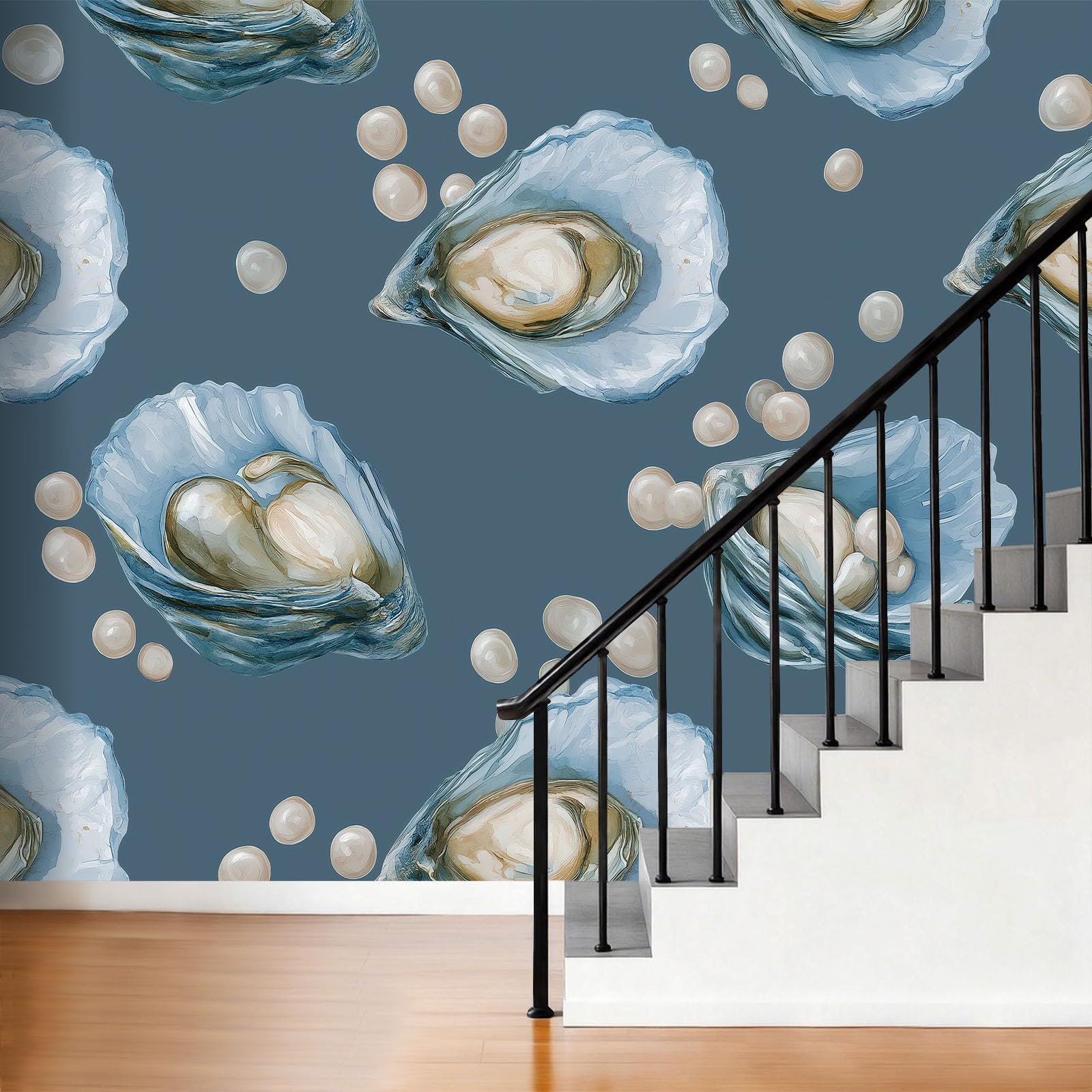 Carta da parati fotografica 500 x 280 cm con motivo perlato di lusso, decorazione per la casa, decorazione per la casa blu, decorazione artistica di alta qualità per soggiorno, camera dei bambini