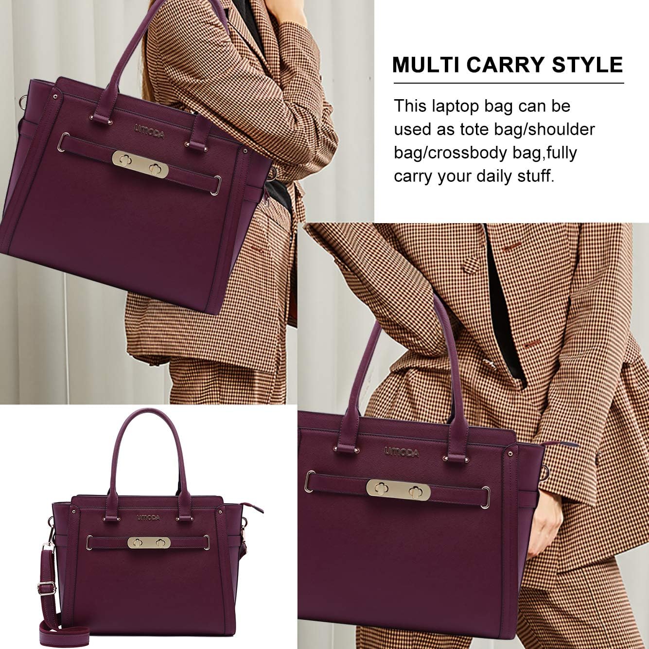 🔥 Crazy Deals Laptop Bag for Women,15.6 Inch Multi Pocket Padded Laptop Tote Bag,Computer Bags for Women,Burgundy