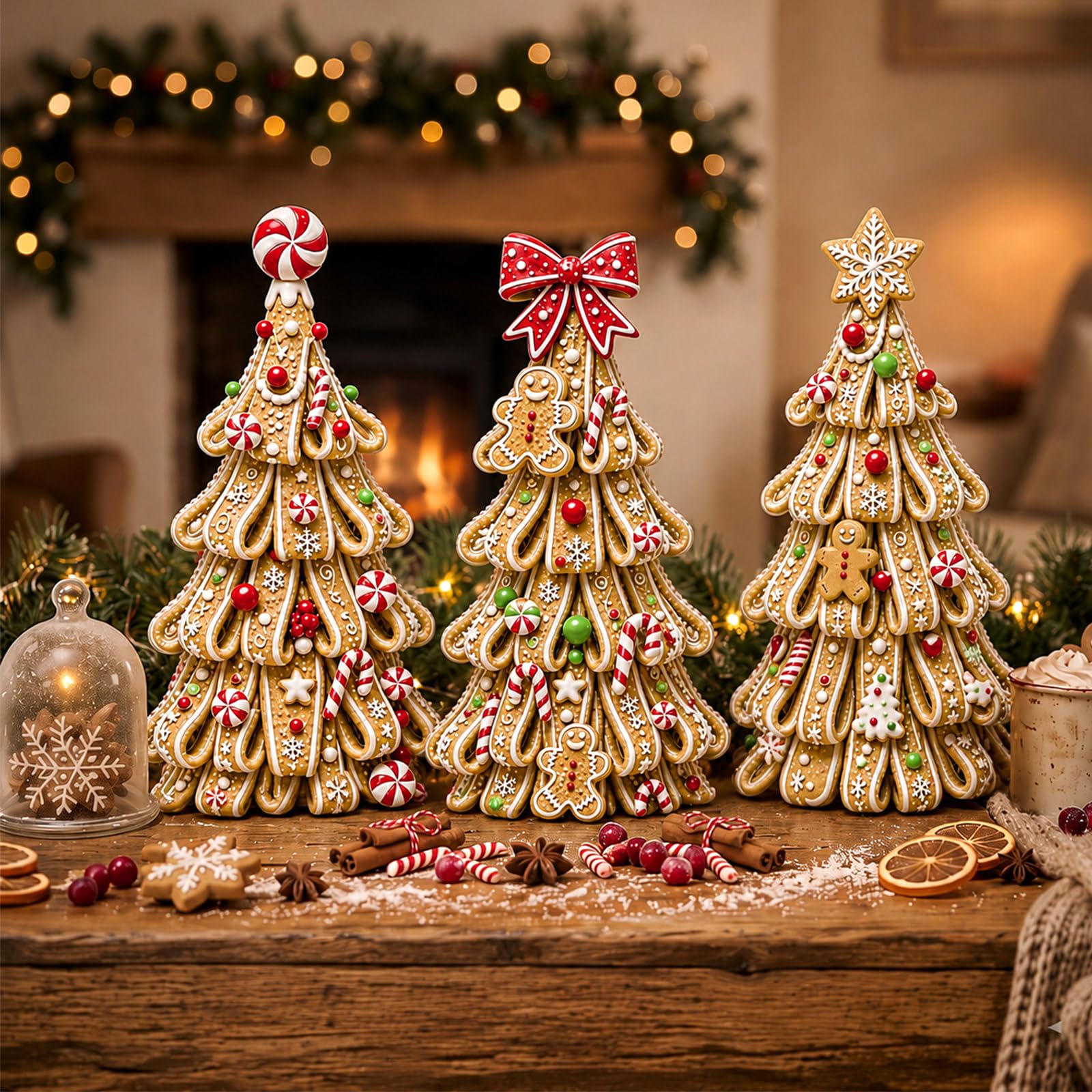 Suzile 3 piezas de decoración de árbol de caramelo de Navidad de 7 pulgadas