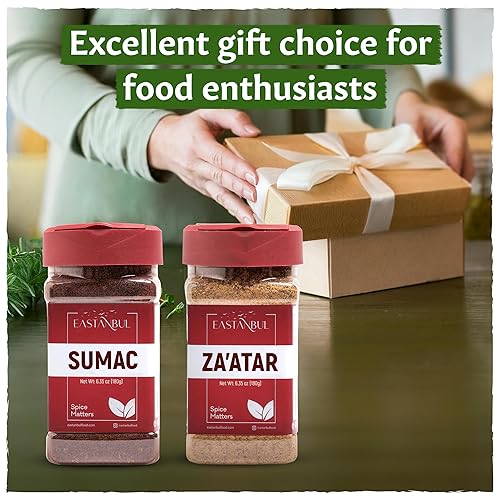 Miniatura 8 de Eastanbul Juego de zumac y zaatar, especias de zumac de 6.4 onzas y especias Zaatar de 6.4 onzas, paquete doble, dúo esencial, condimento Za'atar